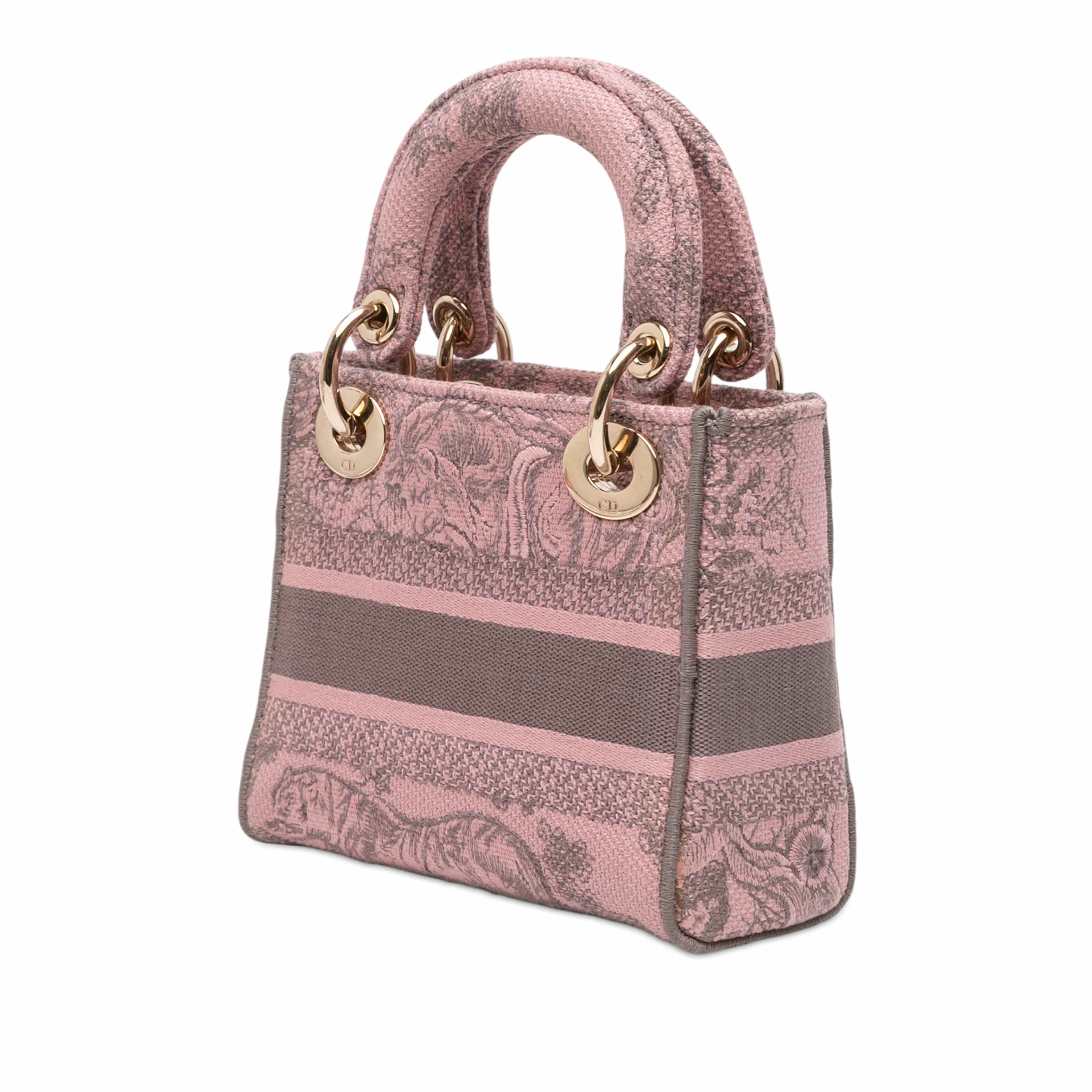 Dior Mini Embroidered Canvas Toile De Jouy Lady D Lite, från Luxclusif, i färgen pink. Klicka för att öppna bilden i stort format