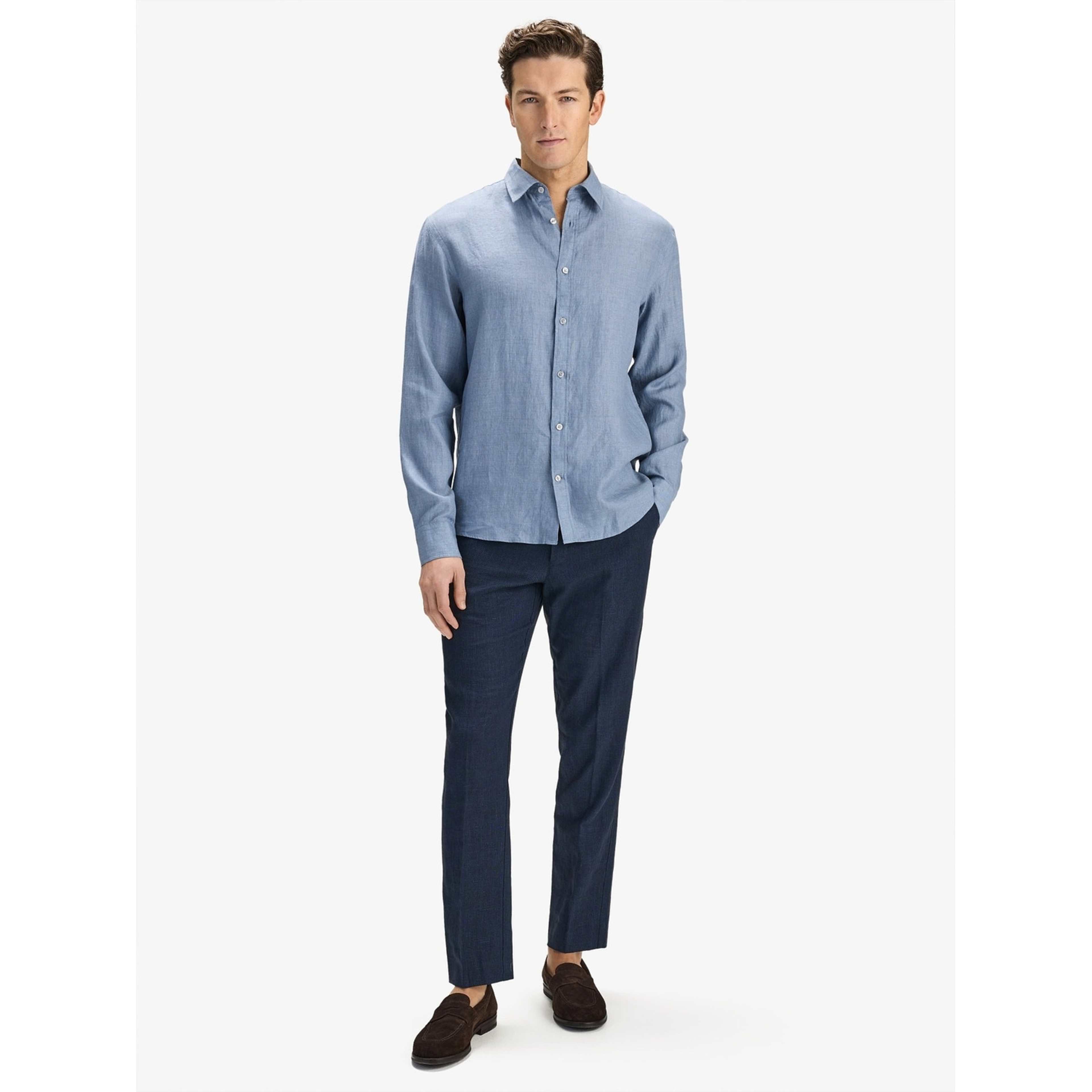 Linen Solid Casual Shirt (aris), från John Henric, i färgen blue. Klicka för att öppna bilden i stort format