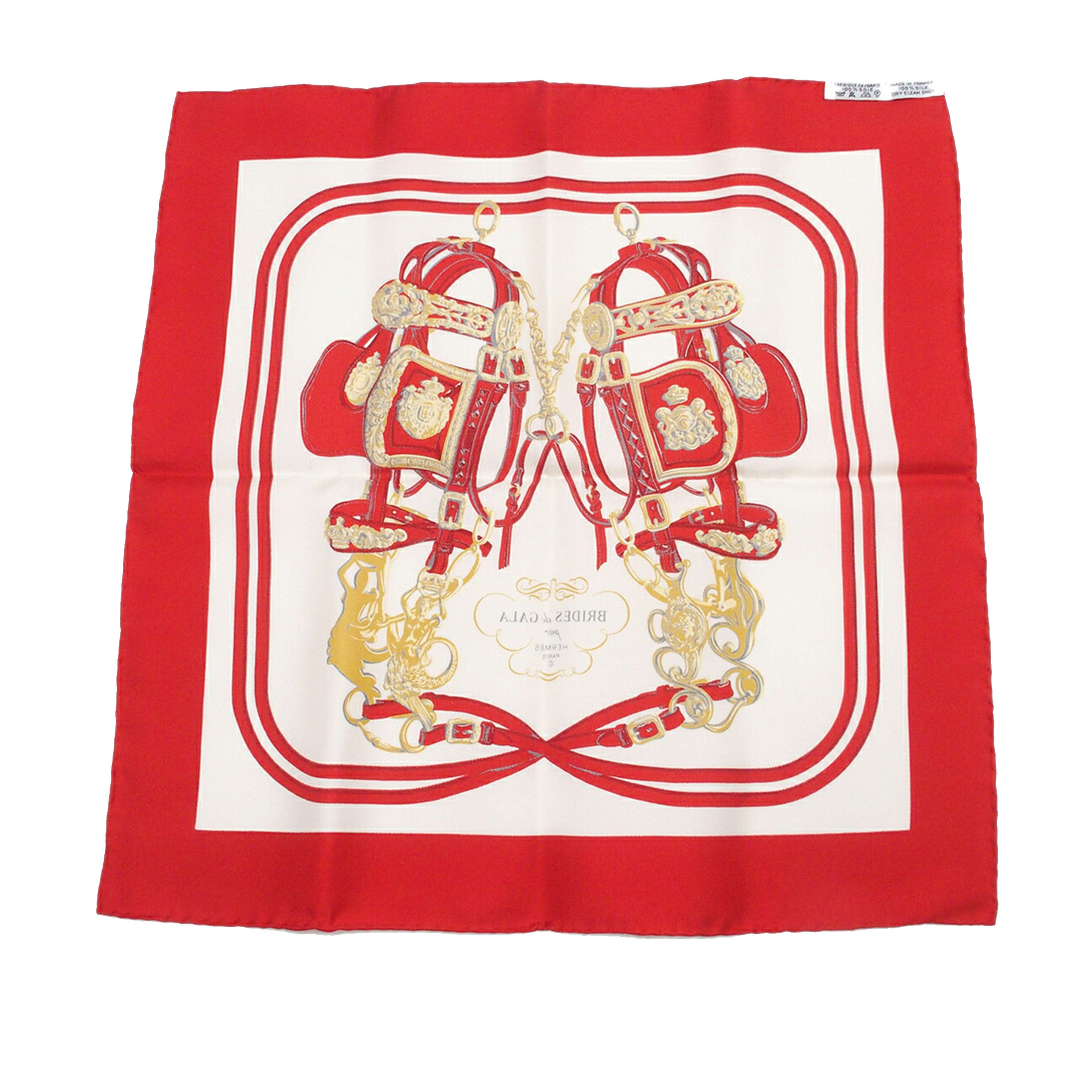 Hermès Brides De Gala Silk Handkerchief, från Luxclusif, i färgen red. Klicka för att öppna bilden i stort format