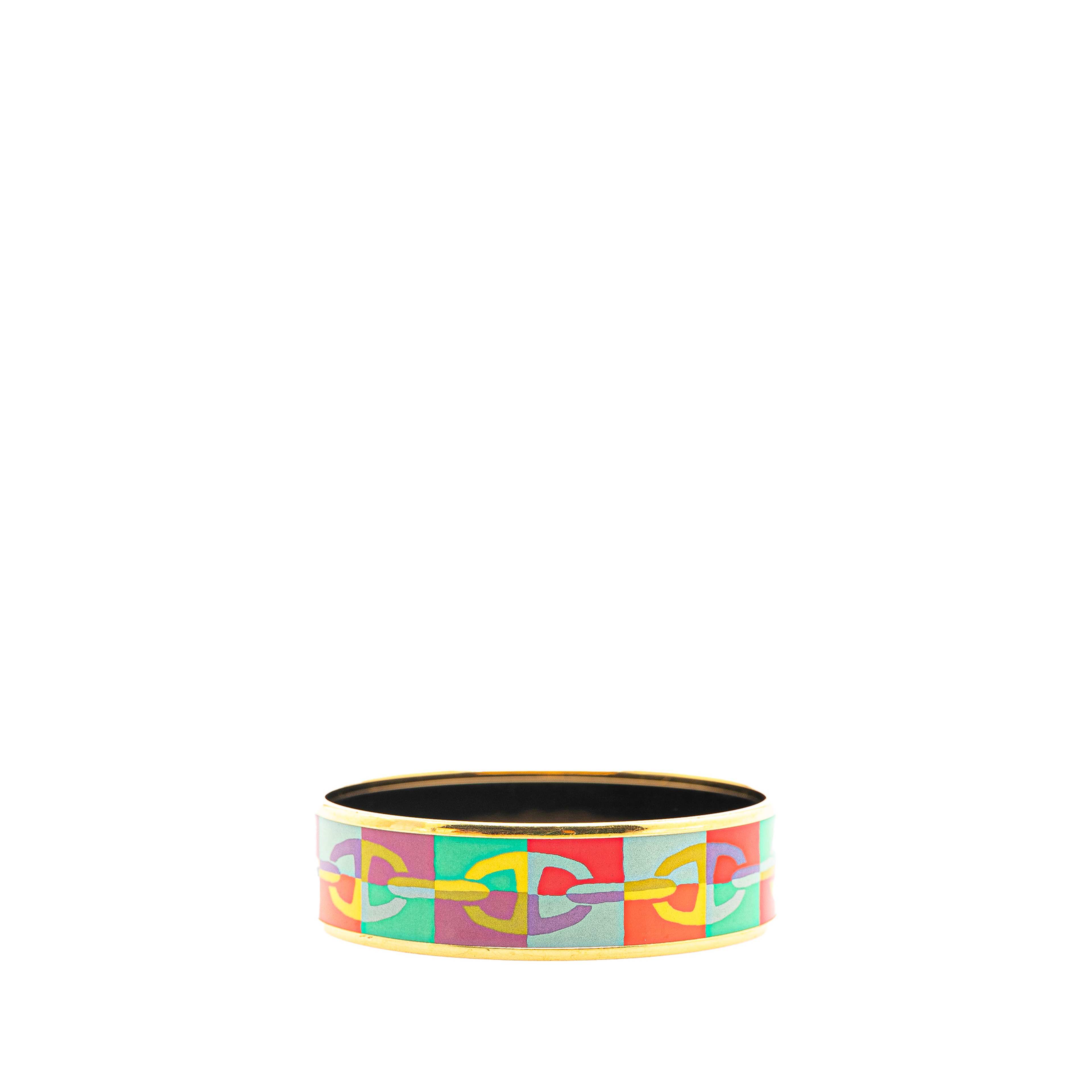 Hermès Wide Enamel Optique Chaine D'ancre Bangle 65