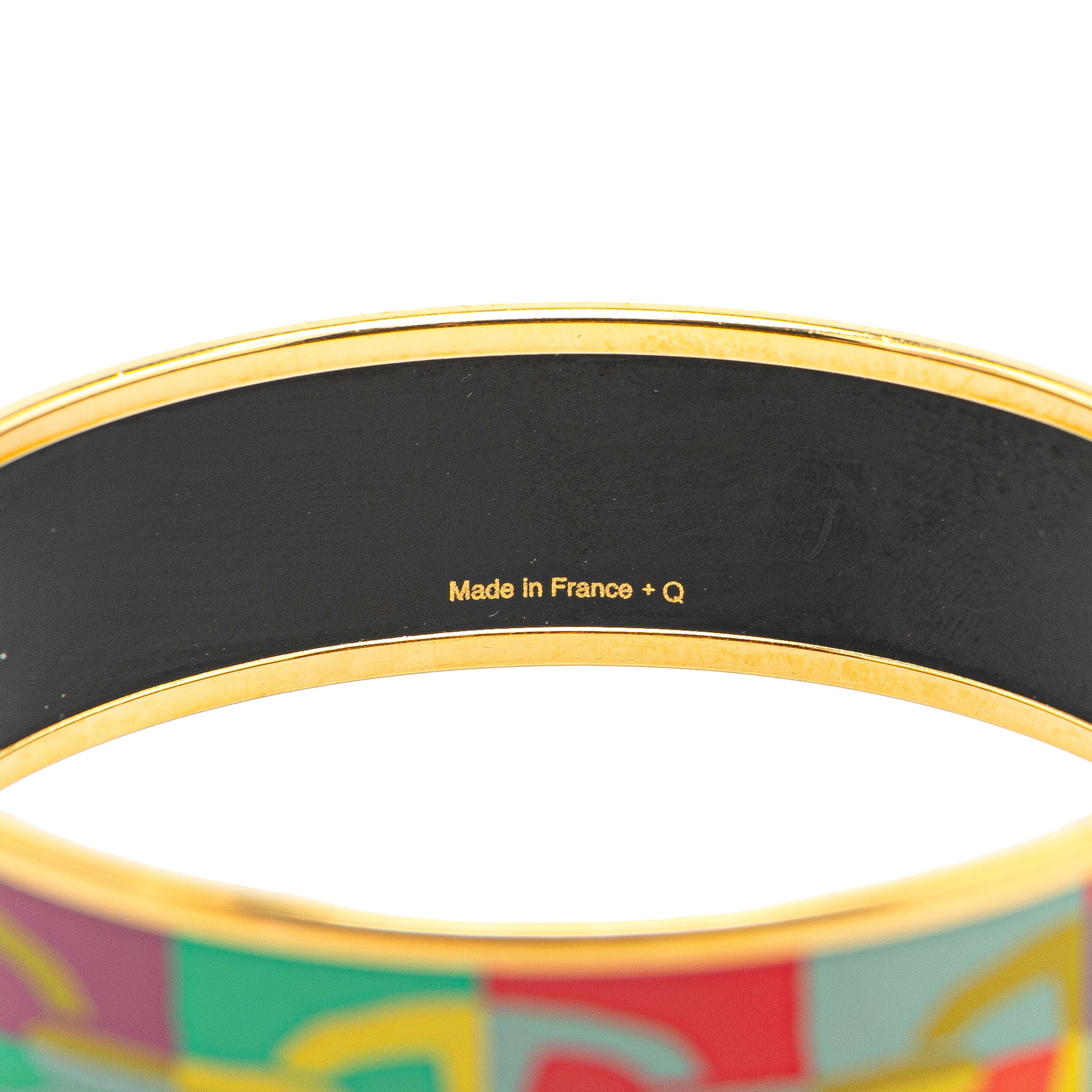 Hermès Wide Enamel Optique Chaine D'ancre Bangle 65