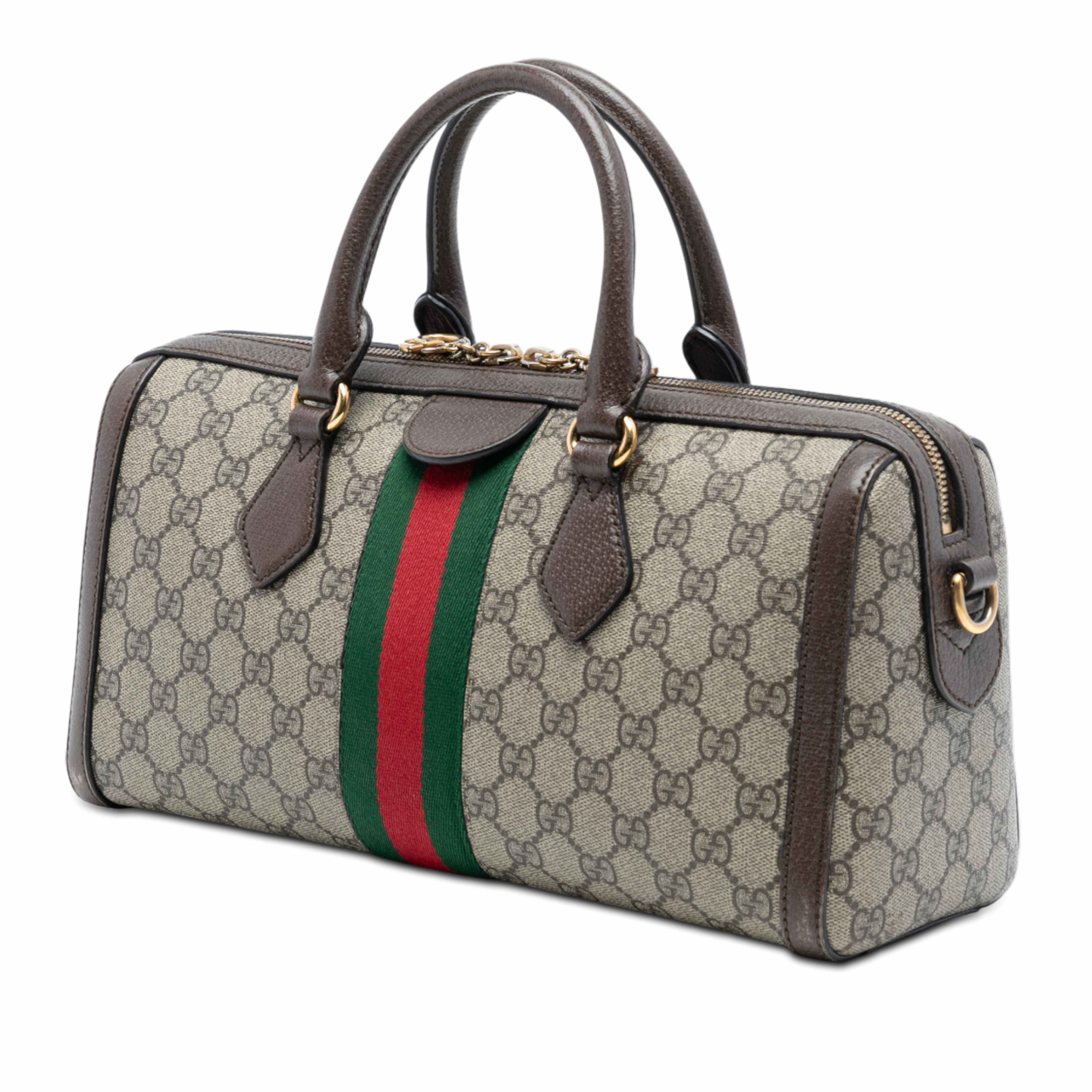 Gucci Medium Gg Supreme Ophidia Top Handle Bag, från Luxclusif, i färgen beige. Klicka för att öppna bilden i stort format