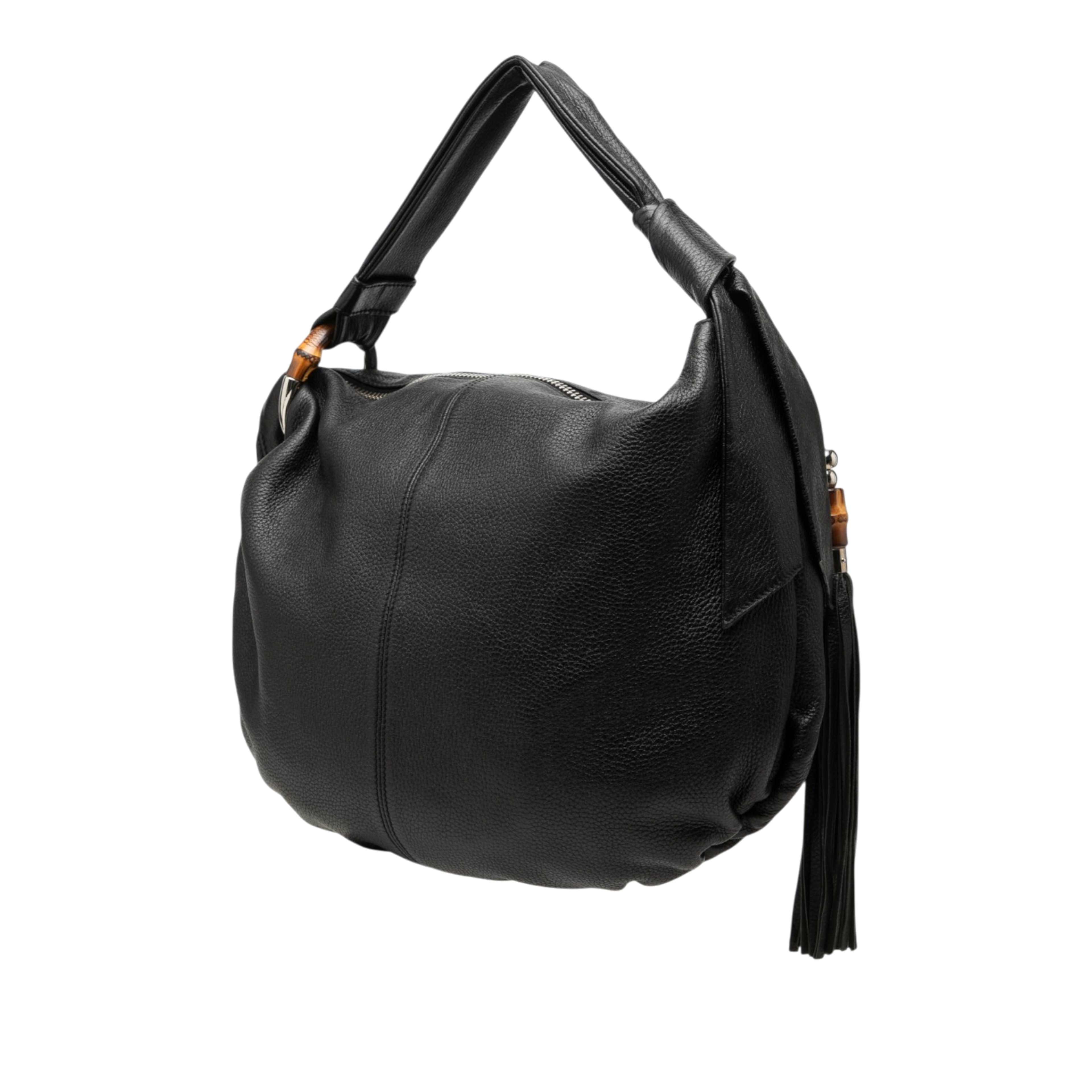 Gucci Medium Calfskin Bamboo Jungle Hobo, från Luxclusif, i färgen svart. Klicka för att öppna bilden i stort format