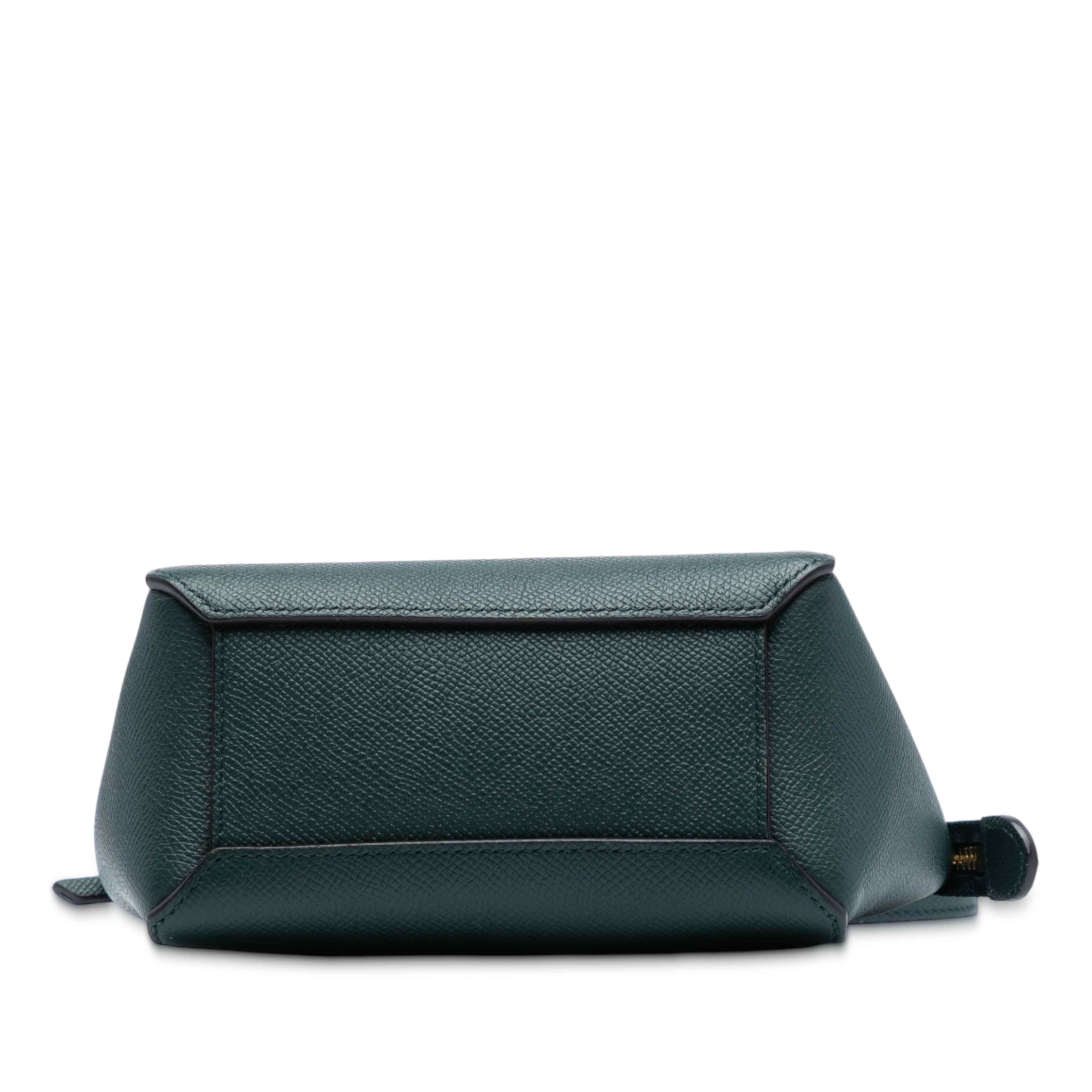 Celine Pico Grained Calfskin Belt Bag, från Luxclusif, i färgen dark green. Klicka för att öppna bilden i stort format