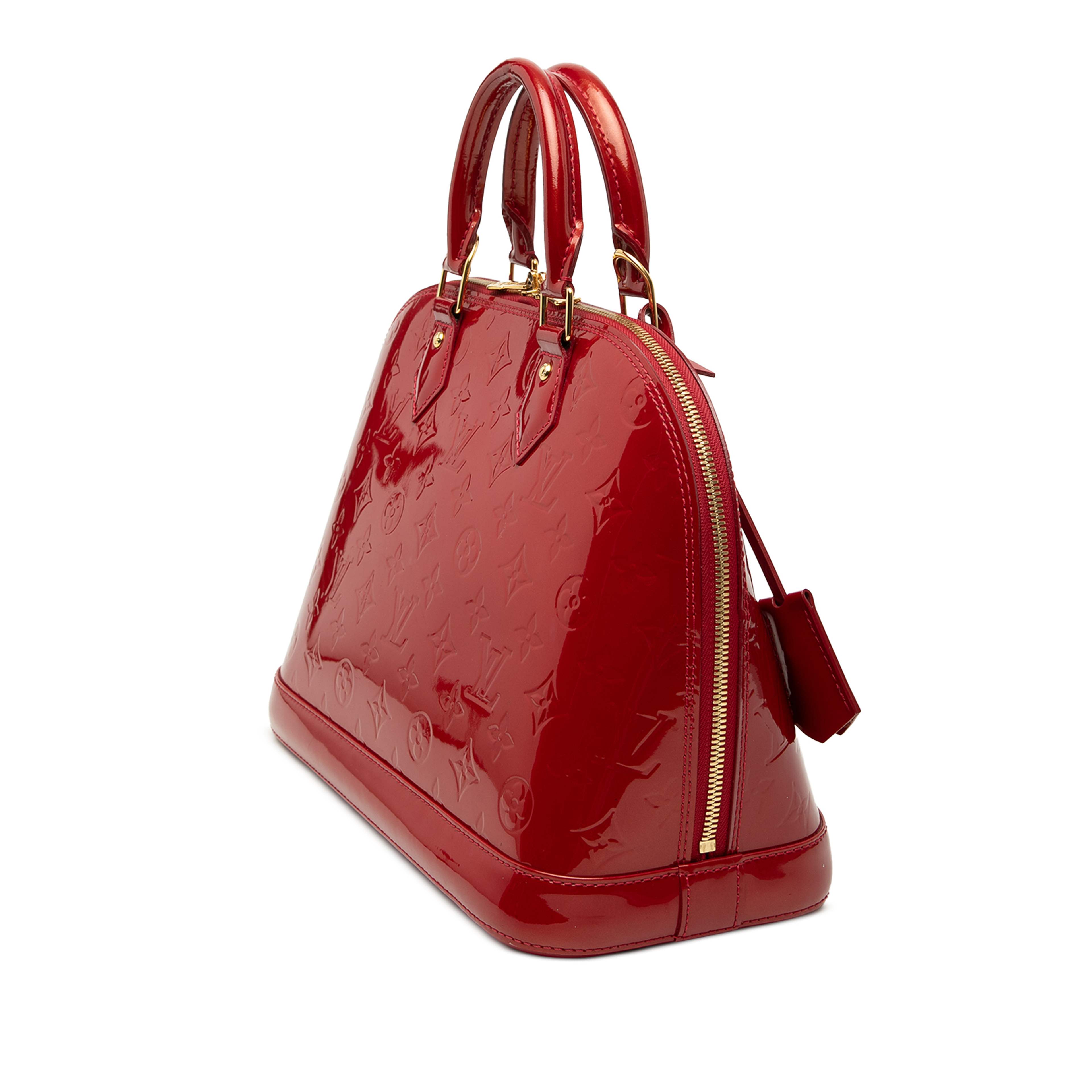 Louis Vuitton Monogram Vernis Alma Pm, från Luxclusif, i färgen röd. Klicka för att öppna bilden i stort format