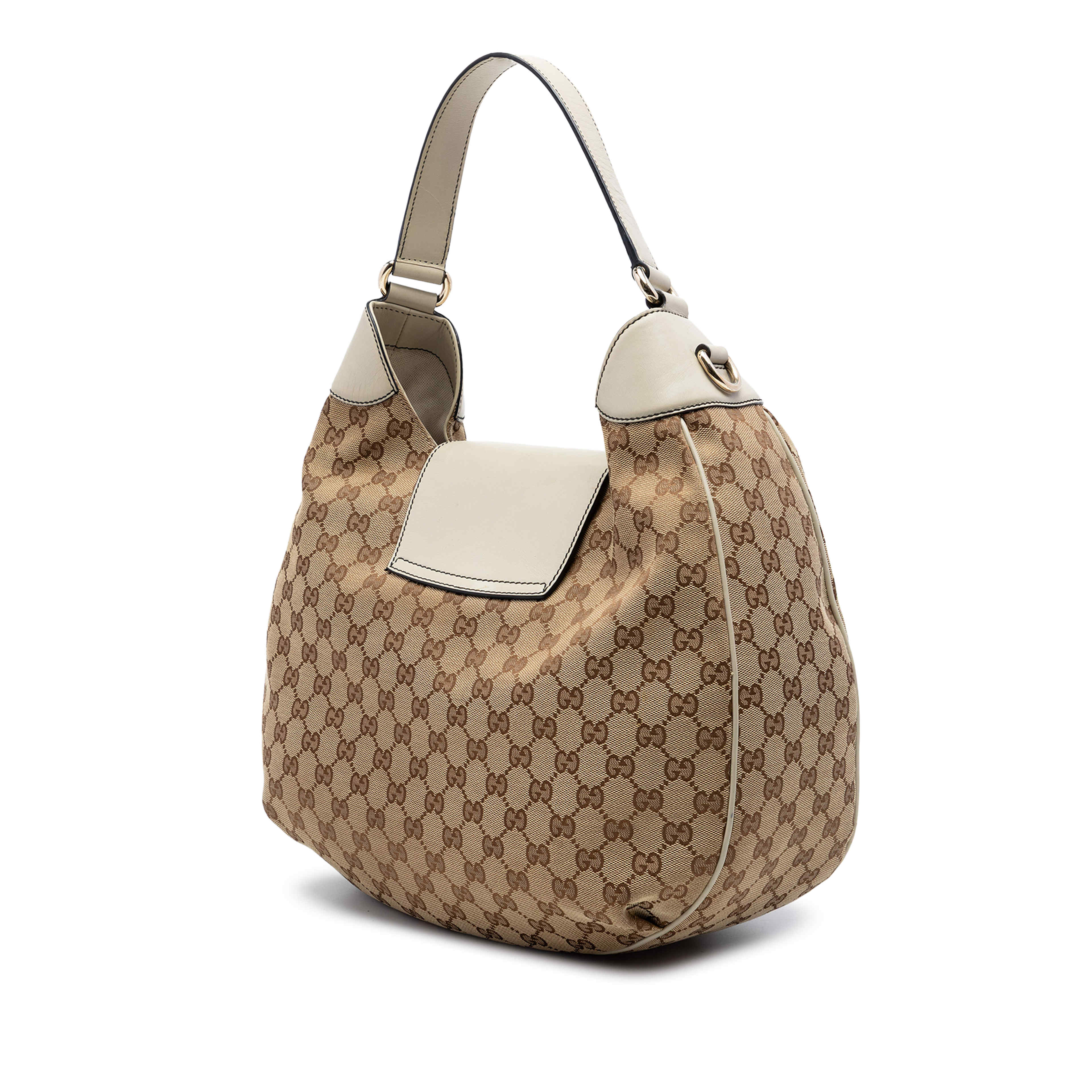 Gucci Medium Gg Canvas Emily Flap Satchel, från Luxclusif, i färgen beige. Klicka för att öppna bilden i stort format