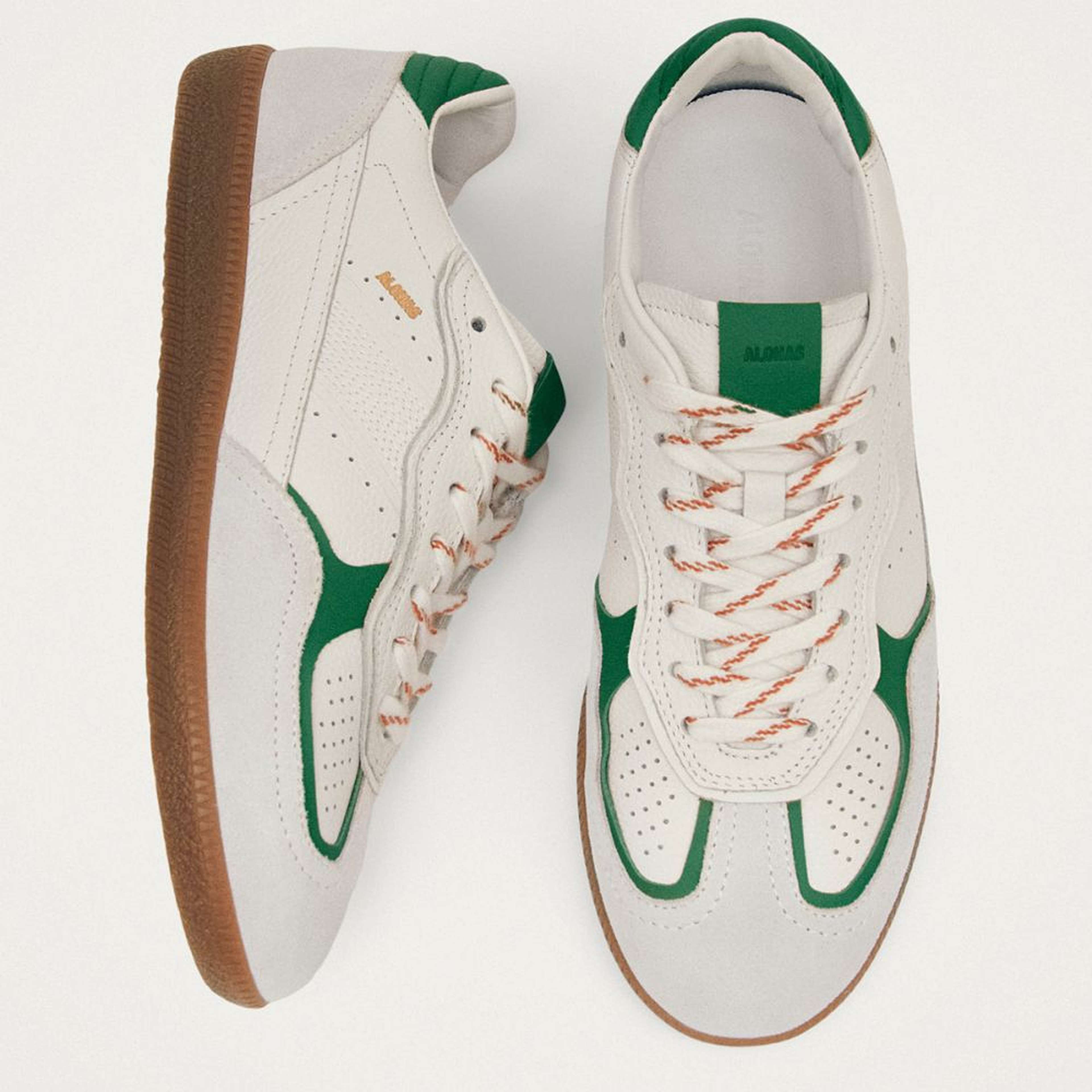 Tb.490 Rife Grain White Grass Green Leather Sneakers