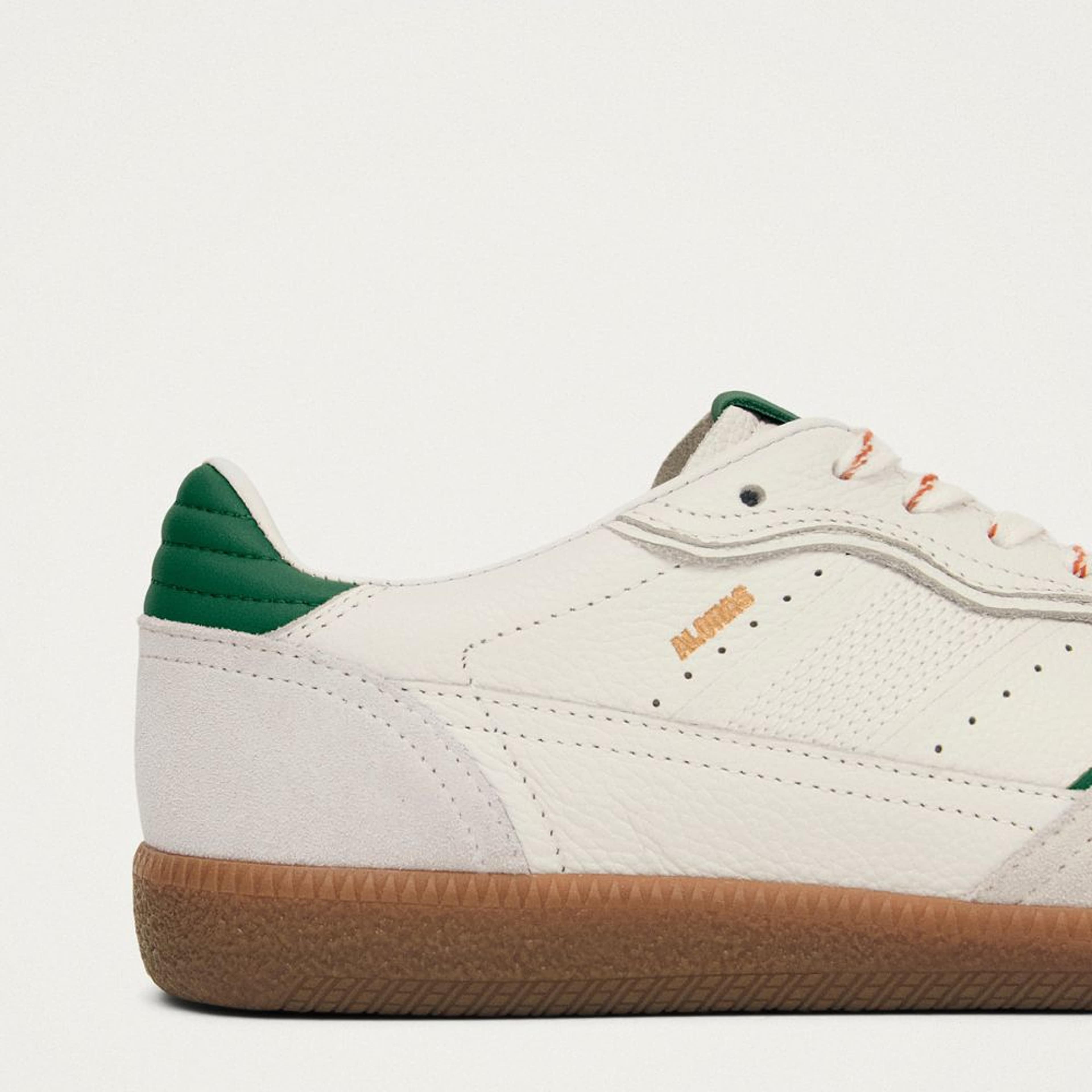 Tb.490 Rife Grain White Grass Green Leather Sneakers