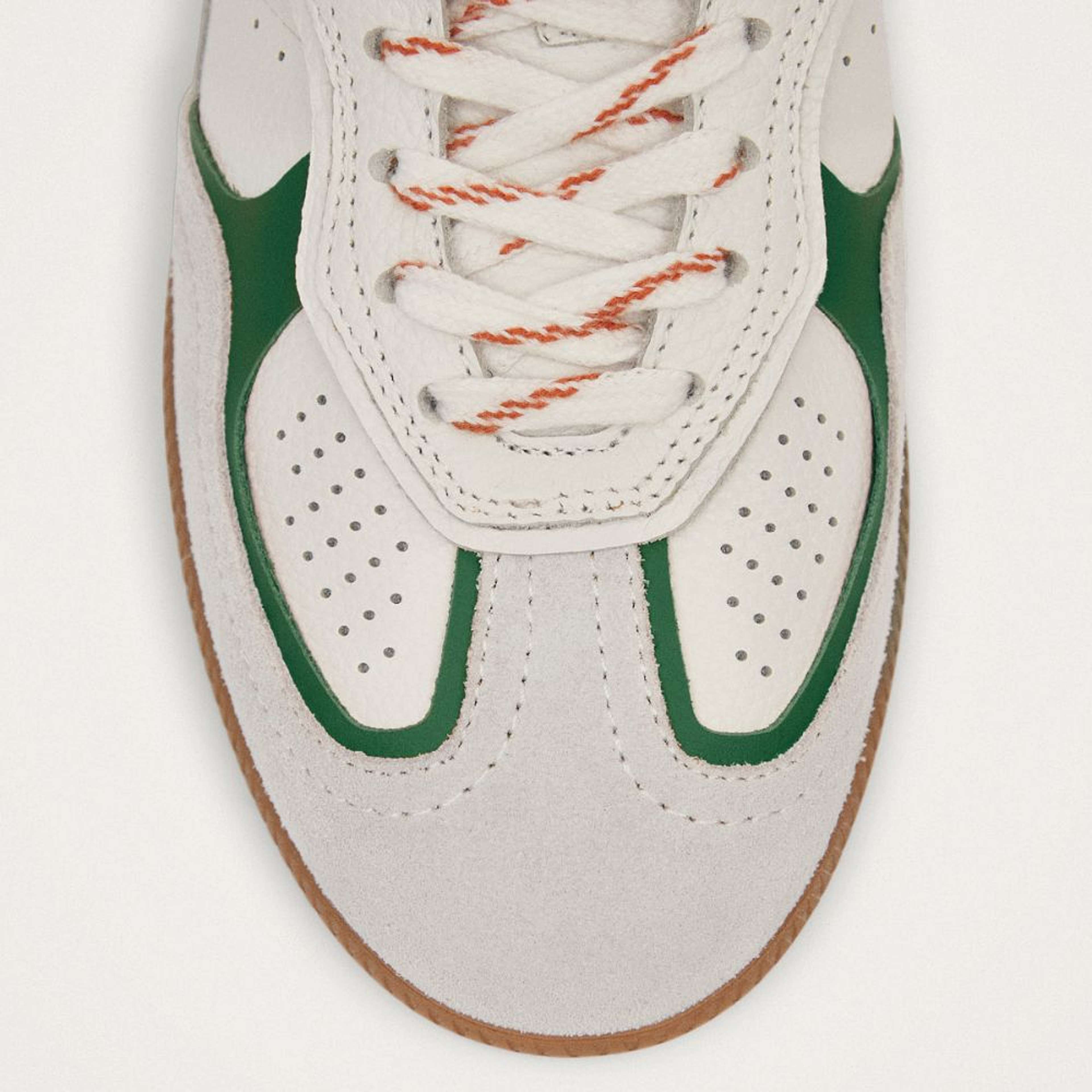 Tb.490 Rife Grain White Grass Green Leather Sneakers