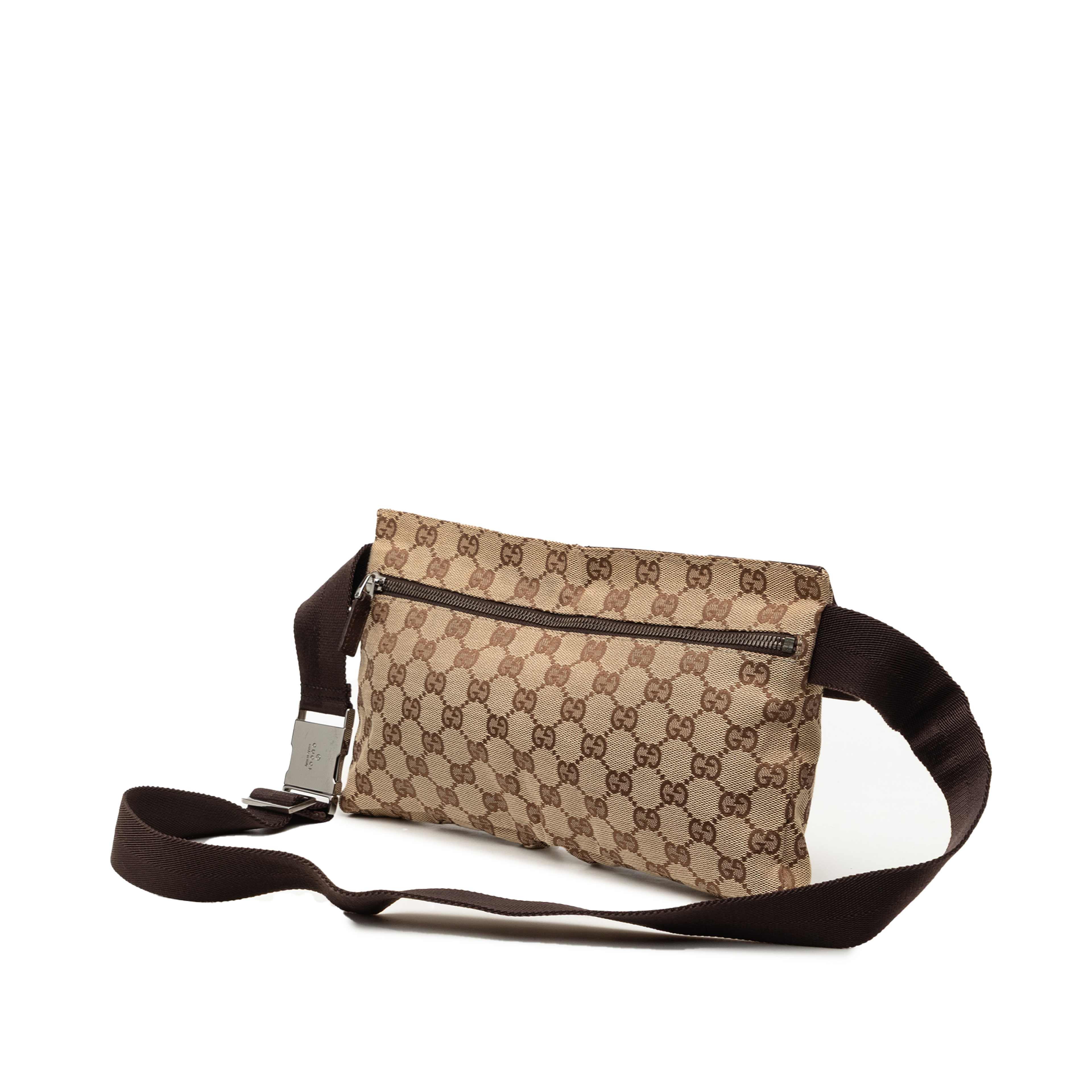 Gucci Gg Canvas Double Pocket Belt Bag, från Luxclusif, i färgen beige. Klicka för att öppna bilden i stort format