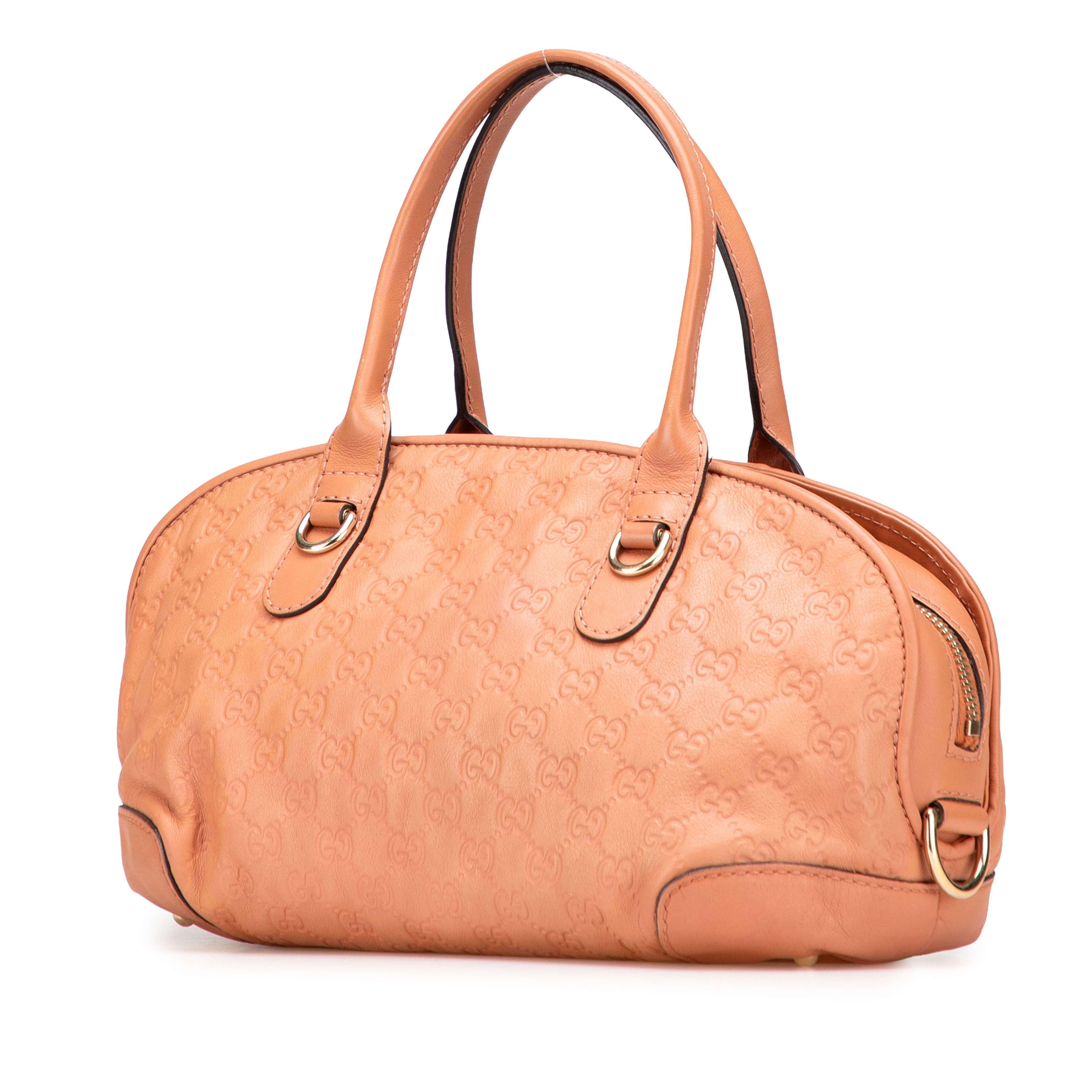 Gucci Guccissima Heart Bit Satchel, från Luxclusif, i färgen peach. Klicka för att öppna bilden i stort format