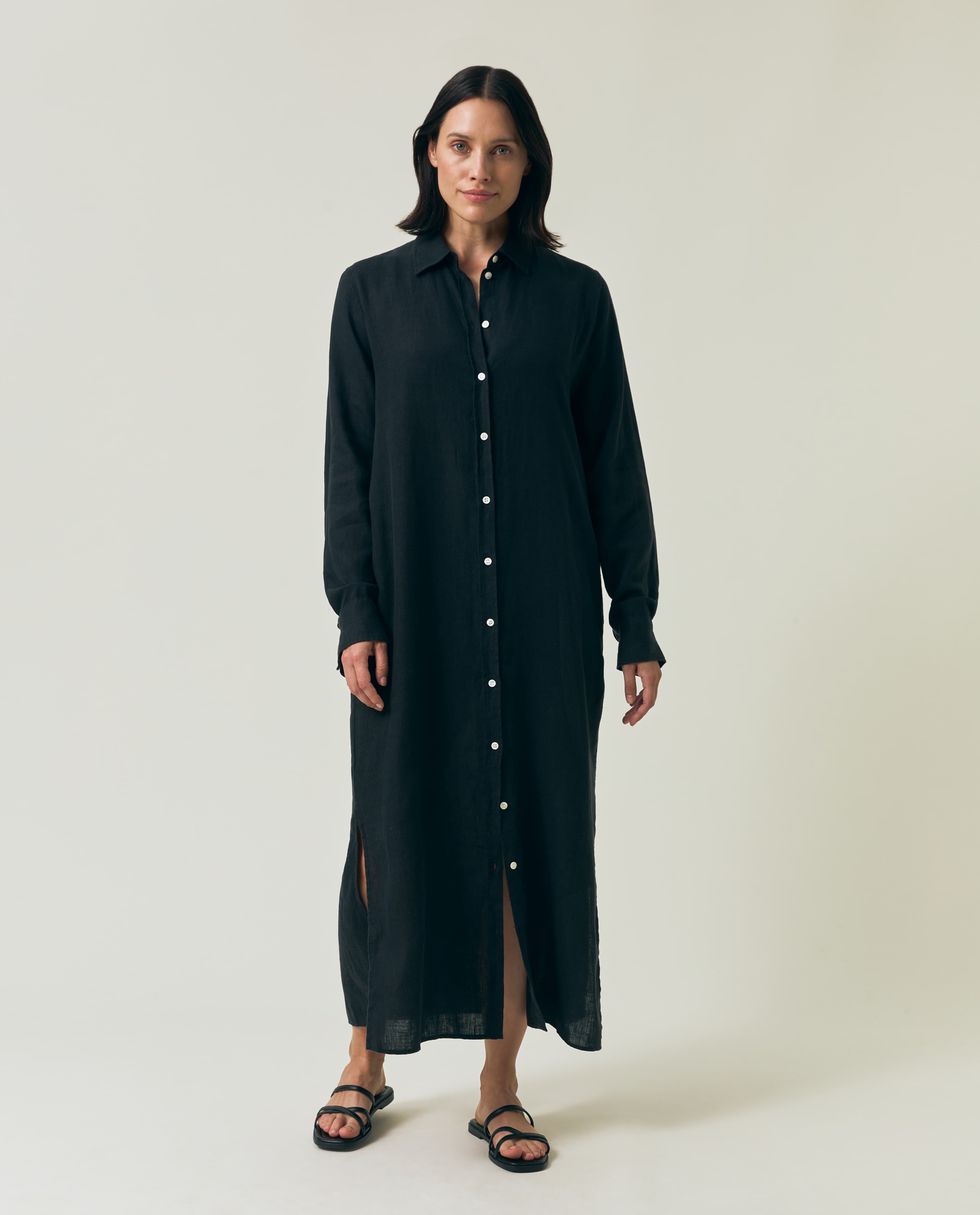 Long Linen Shirt Dress