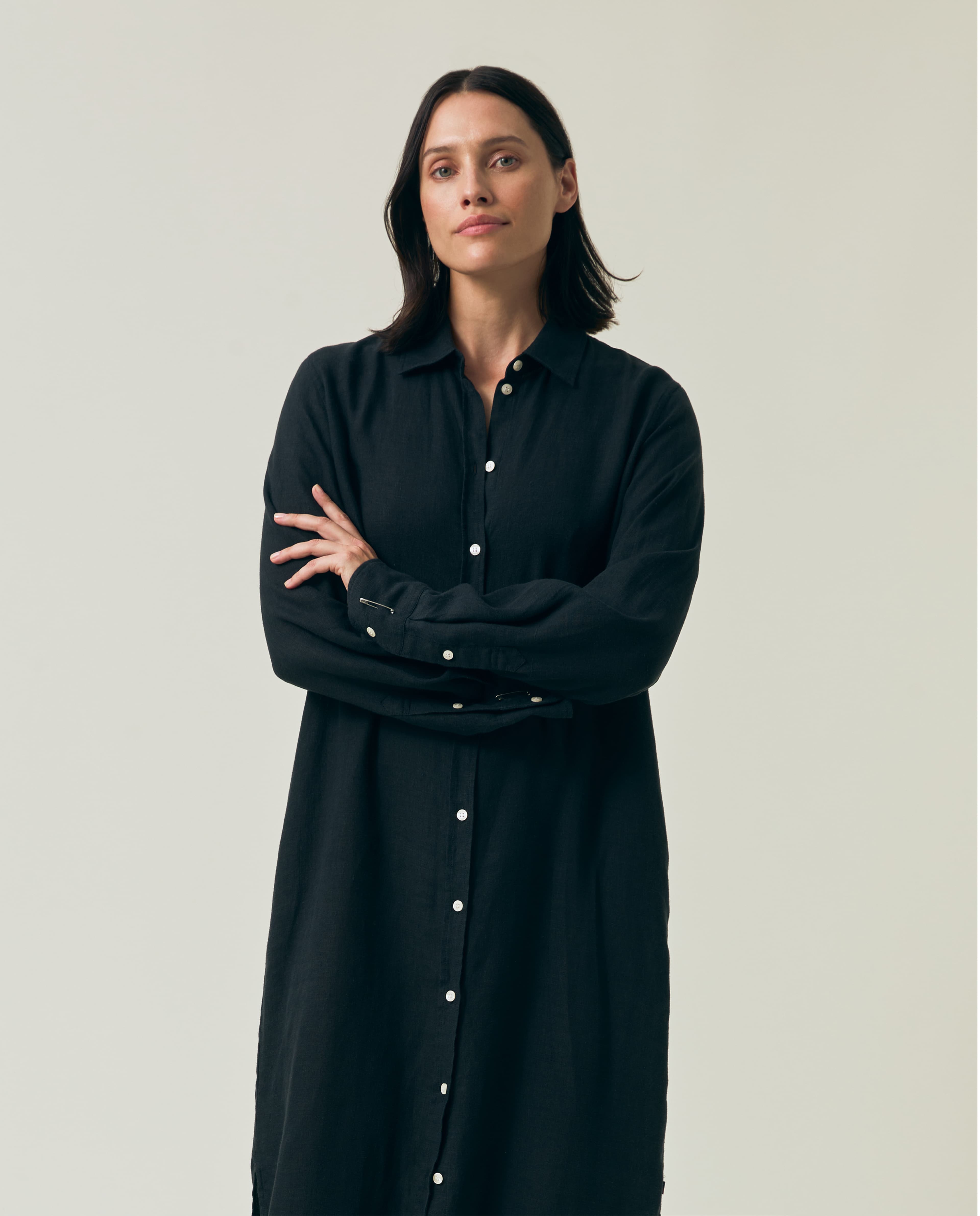 Long Linen Shirt Dress