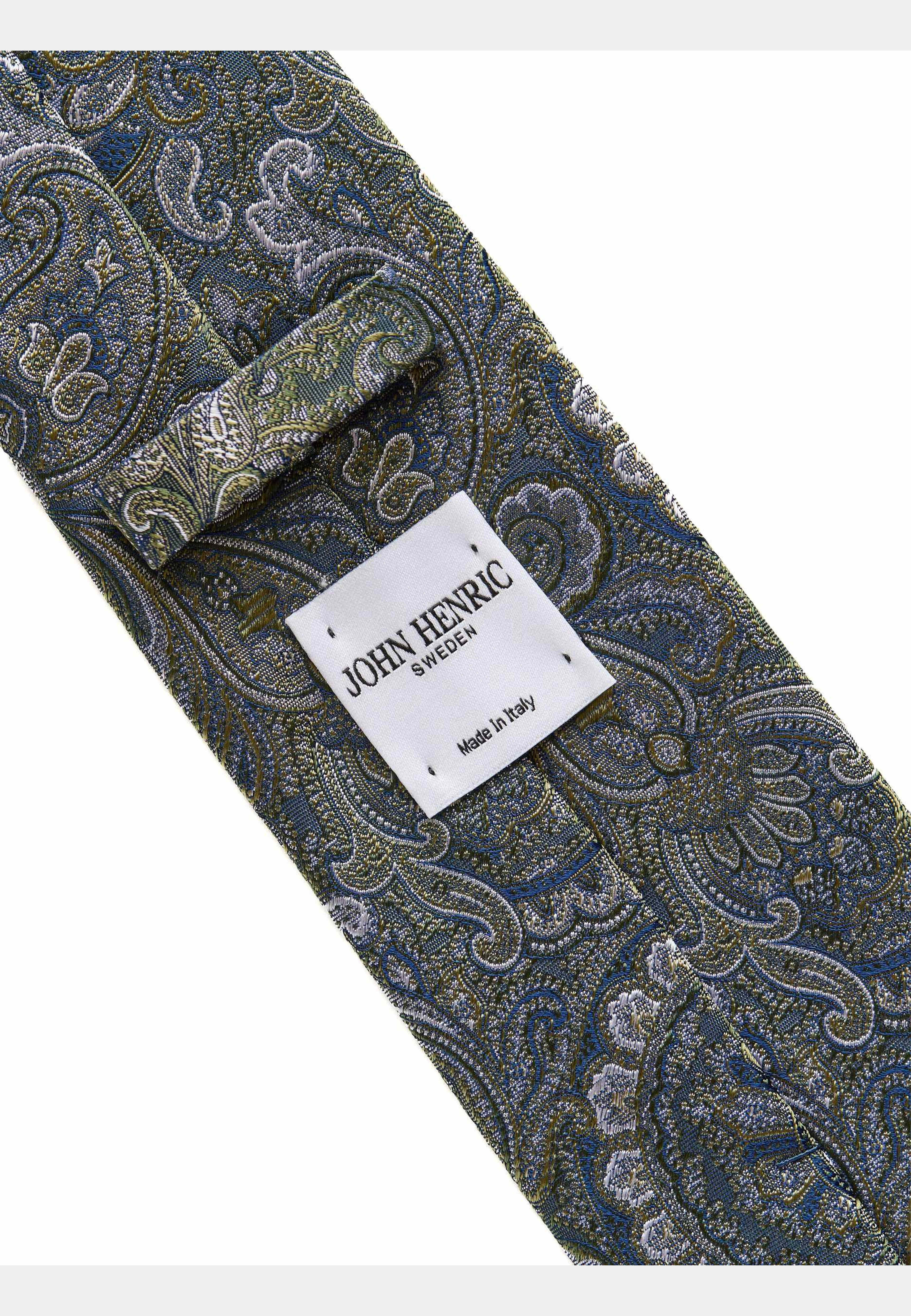 Silk Woven Paisley Tie, från John Henric, i färgen green. Klicka för att öppna bilden i stort format