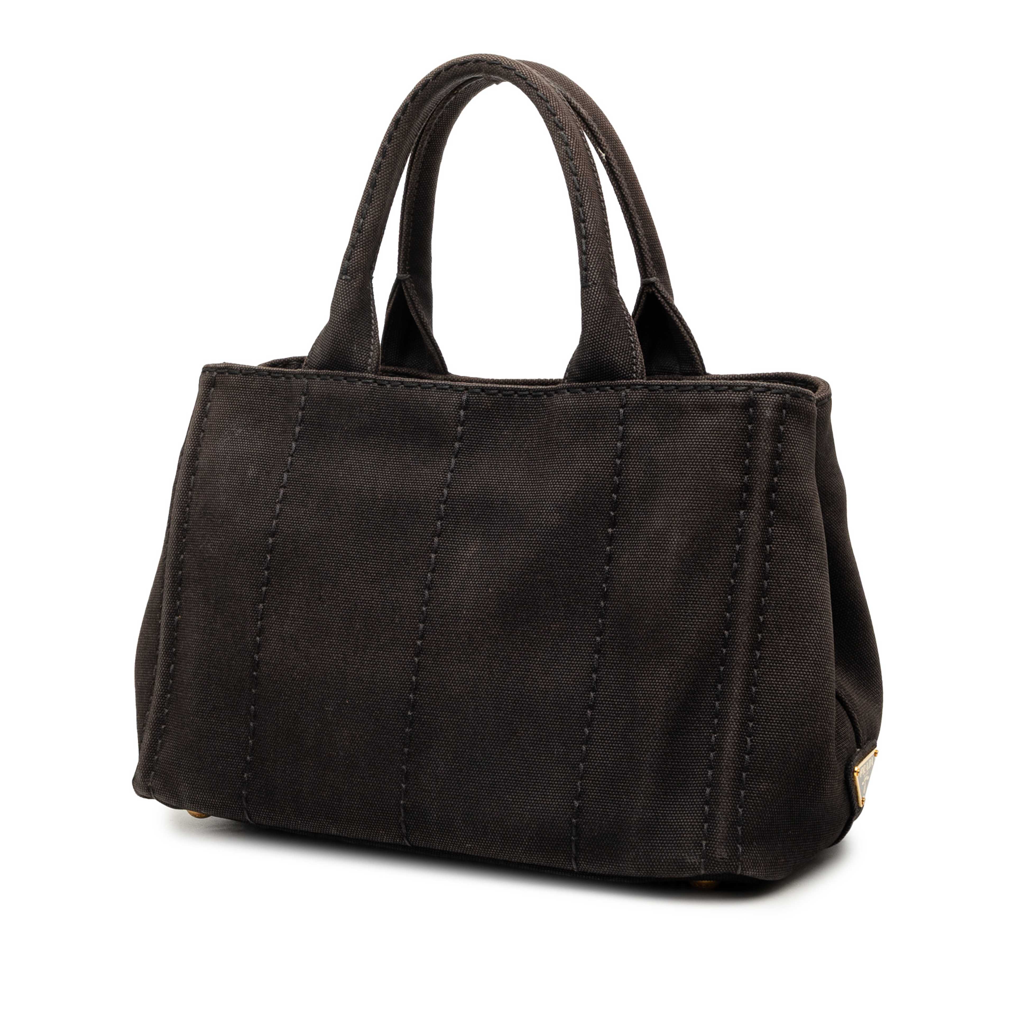 Prada Small Canvas Canapa Logo Tote, från Luxclusif, i färgen svart. Klicka för att öppna bilden i stort format