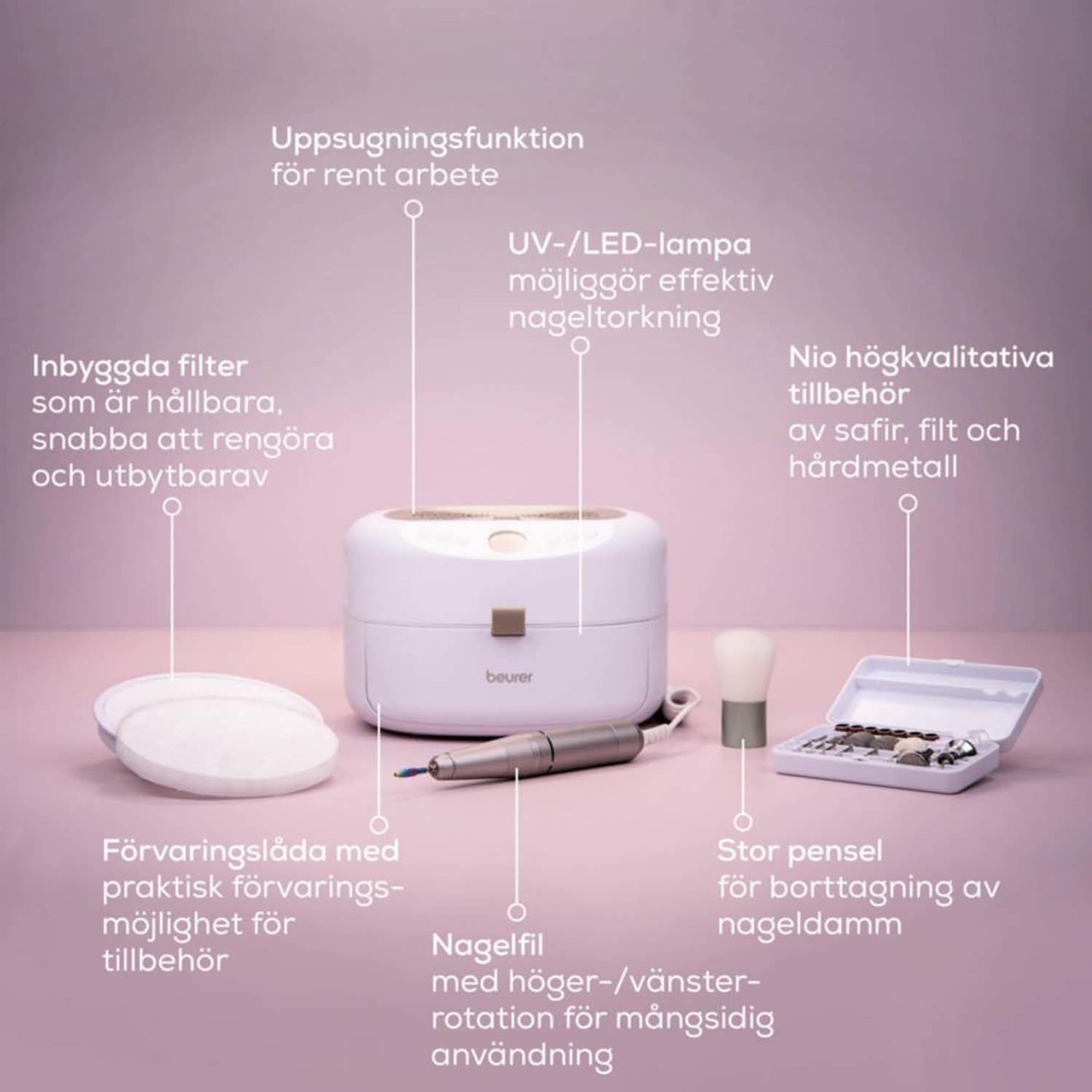 Manikyr- Och Pedikyrstation Studionails Pro 3-i-1 Mp 200, från beurer, i färgen vit / lila. Klicka för att öppna bilden i stort format
