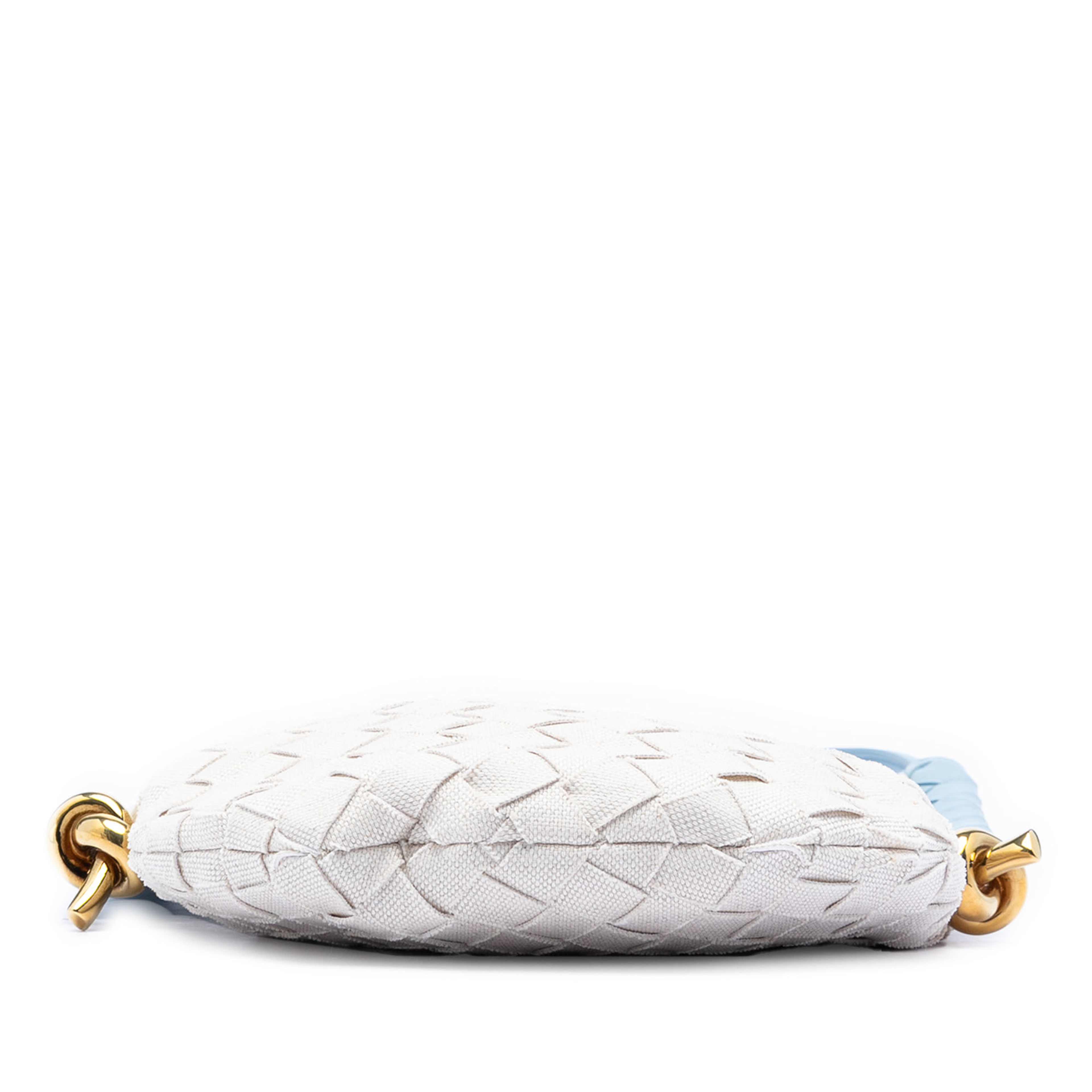 Bottega Veneta Small Nappa And Canvas Intrecciato Solstice Shoulder Bag, från Luxclusif, i färgen light blue. Klicka för att öppna bilden i stort format
