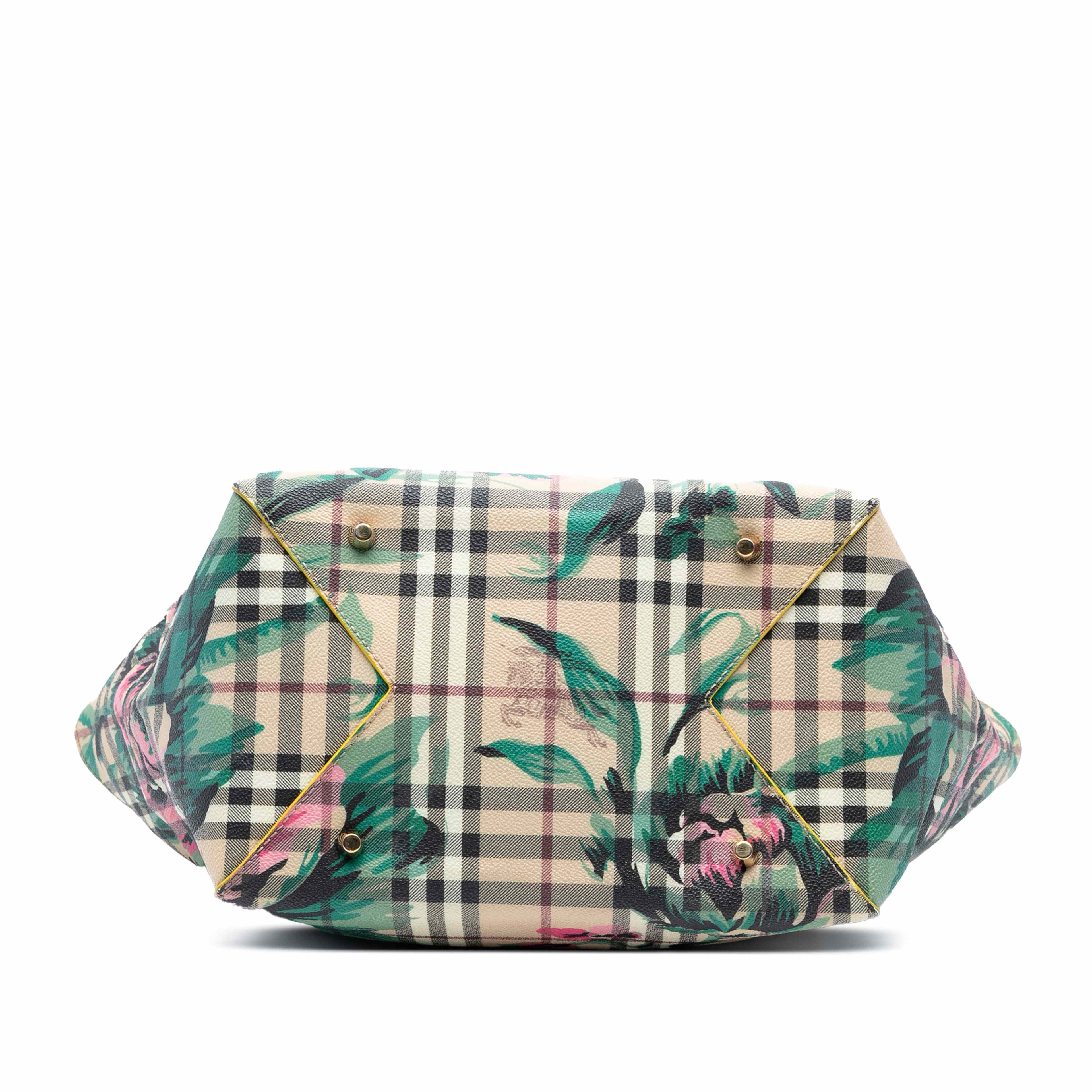 Burberry Small Haymarket Check Floral Print Coated Canvas Canterbury Tote, från Luxclusif, i färgen beige. Klicka för att öppna bilden i stort format