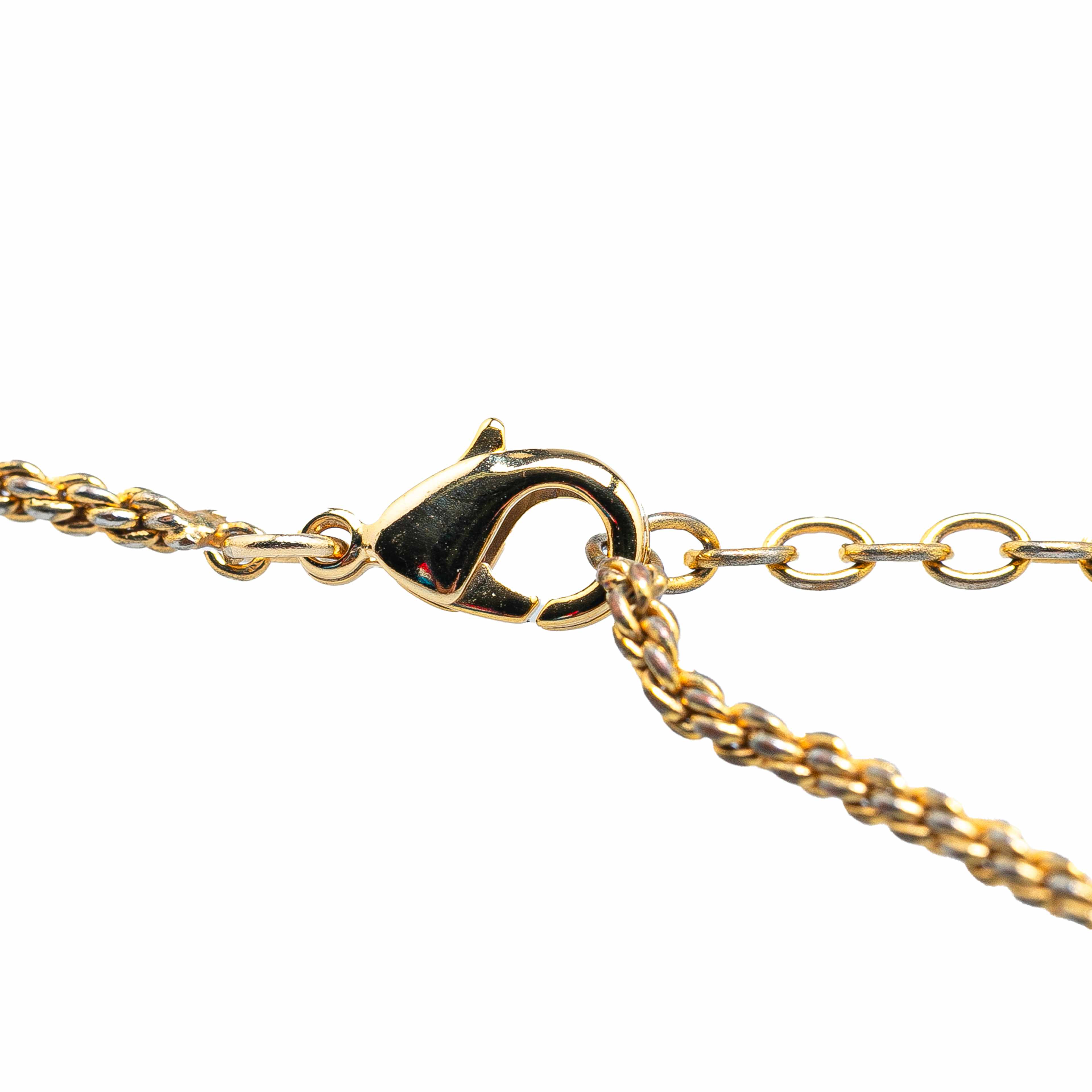 Dior Gold Plated Logo Crystal Pendant Necklace, från Luxclusif, i färgen gold. Klicka för att öppna bilden i stort format