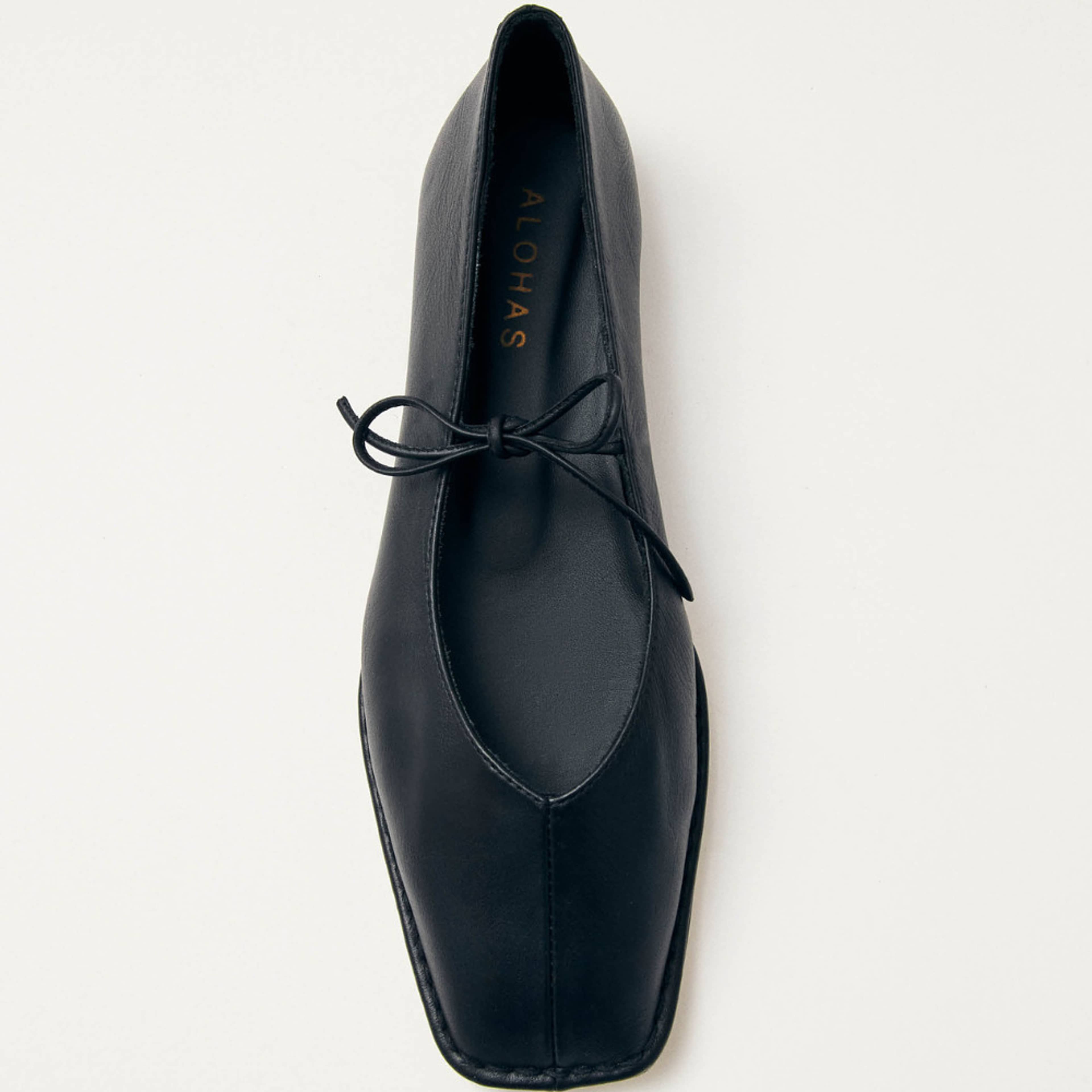 Sway Black Leather Ballet Flats