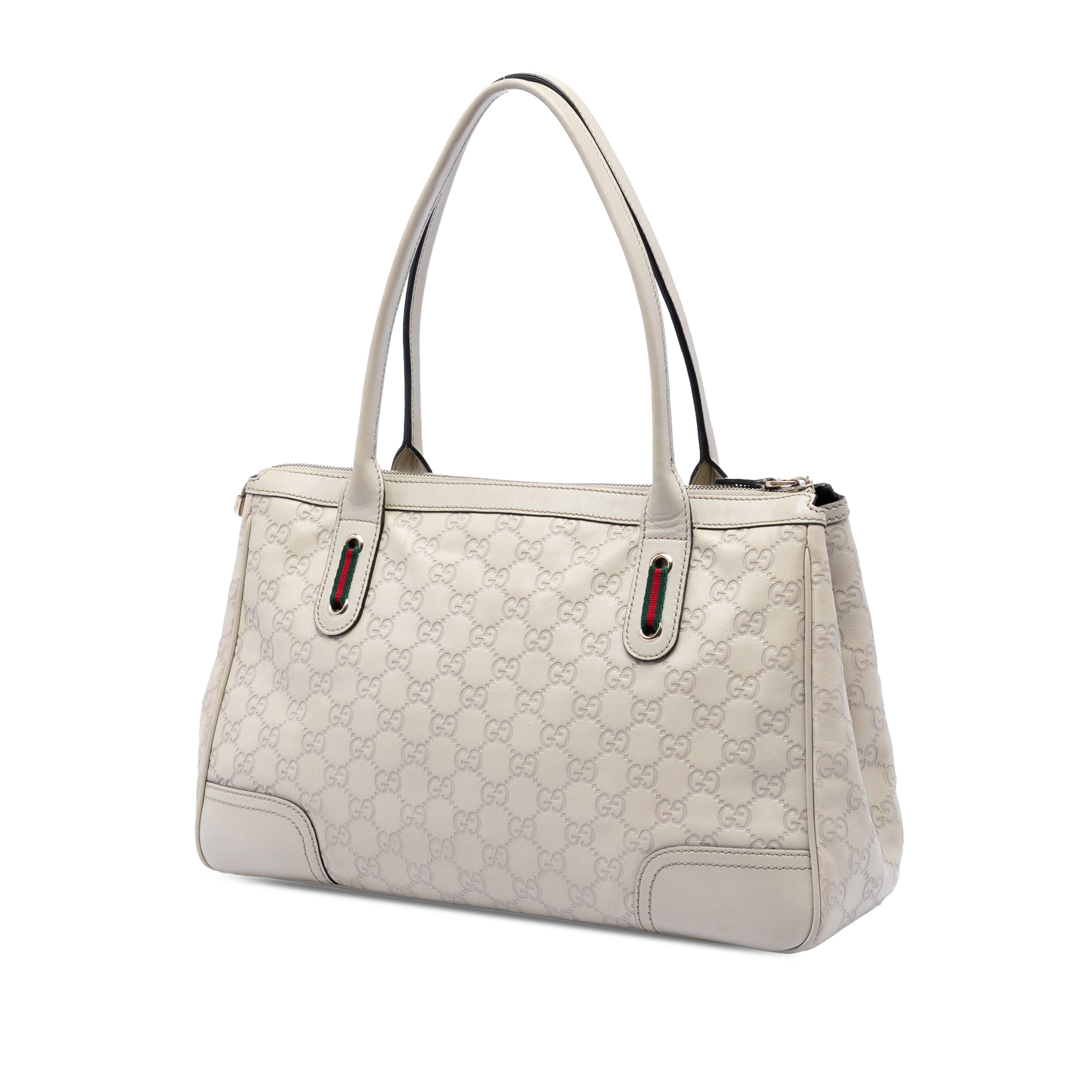 Gucci Guccissima Web Princy Tote, från Luxclusif, i färgen beige. Klicka för att öppna bilden i stort format