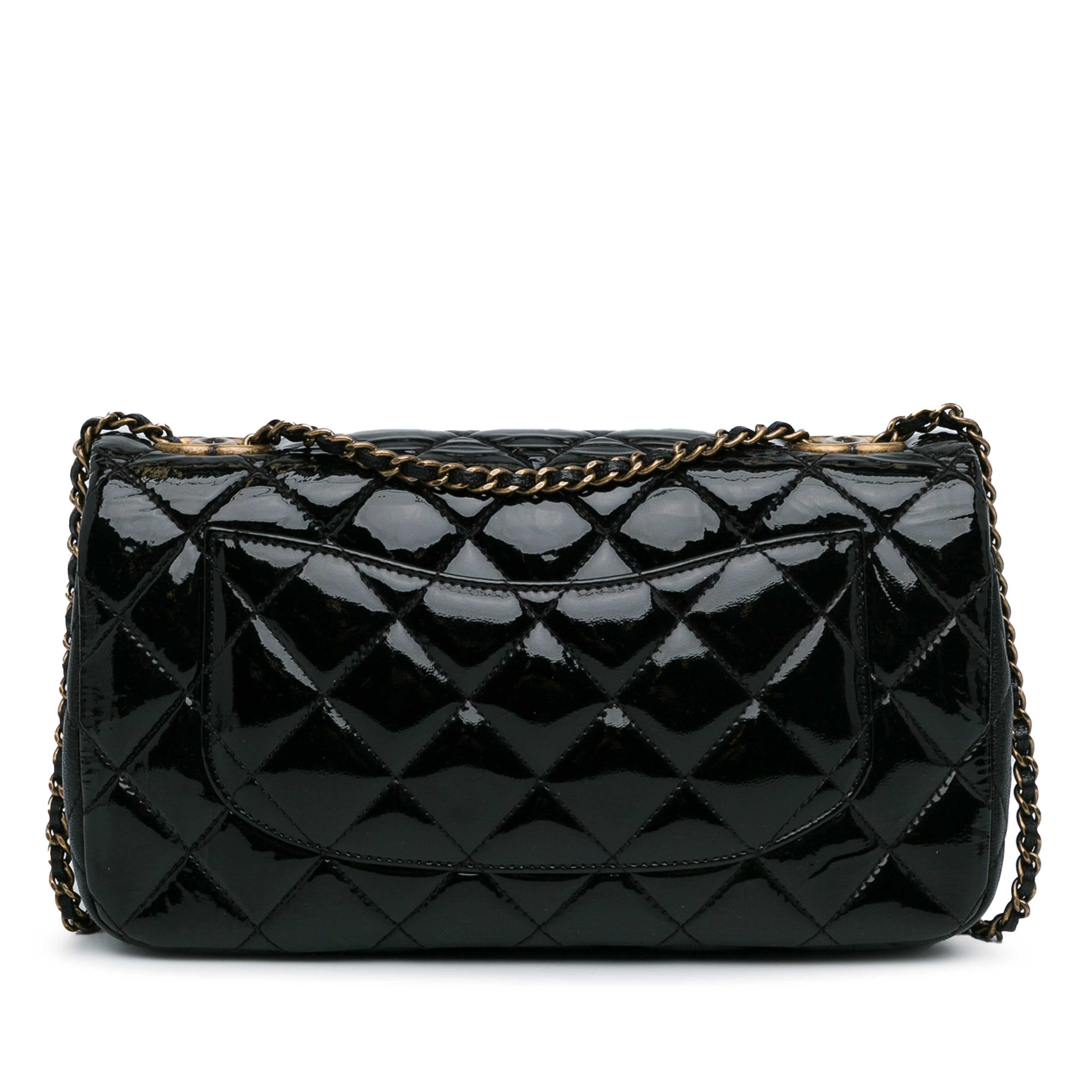 Chanel Medium Patent Goatskin Cc Eyelet Flap