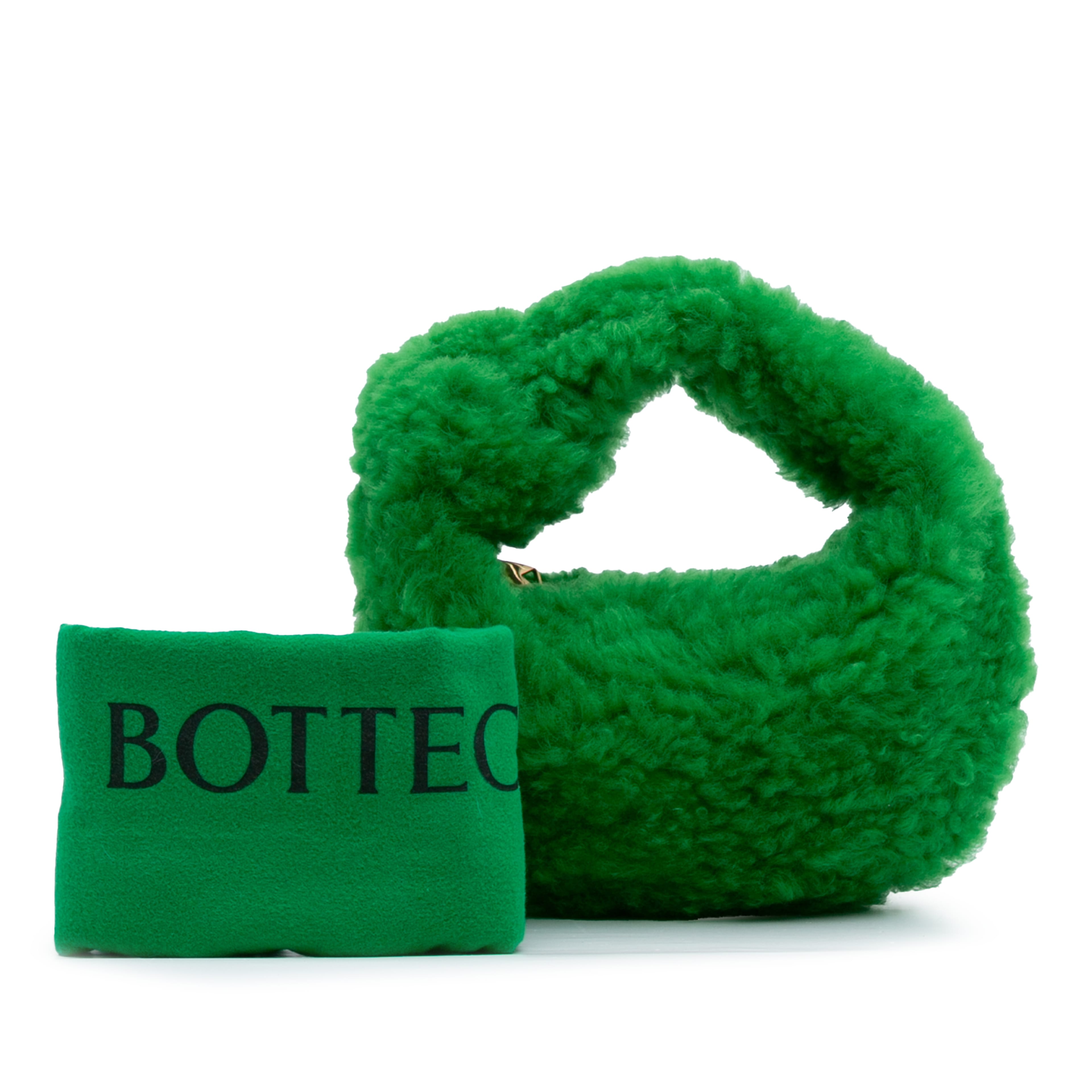 Bottega Veneta Mini Shearling Jodie, från Luxclusif, i färgen grön. Klicka för att öppna bilden i stort format