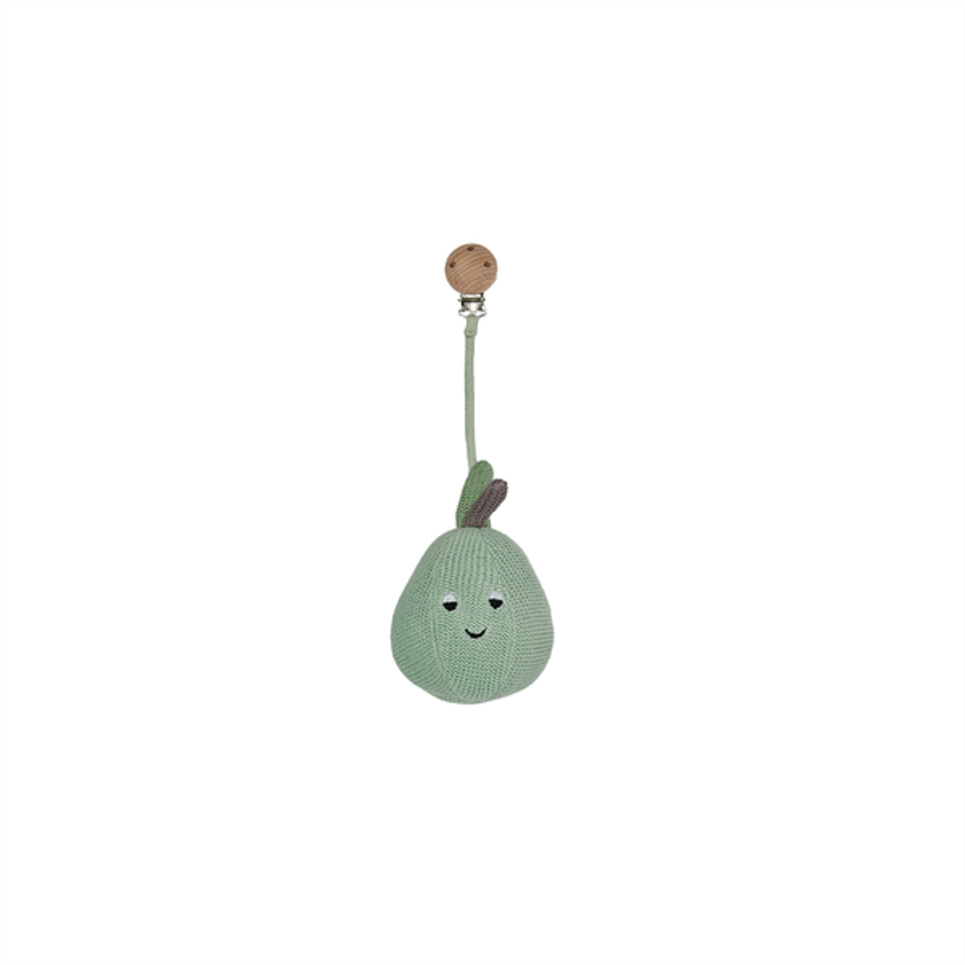 Yummy Pear Pram Toy Clip, från OYOY Mini, i färgen pale mint. Klicka för att öppna bilden i stort format