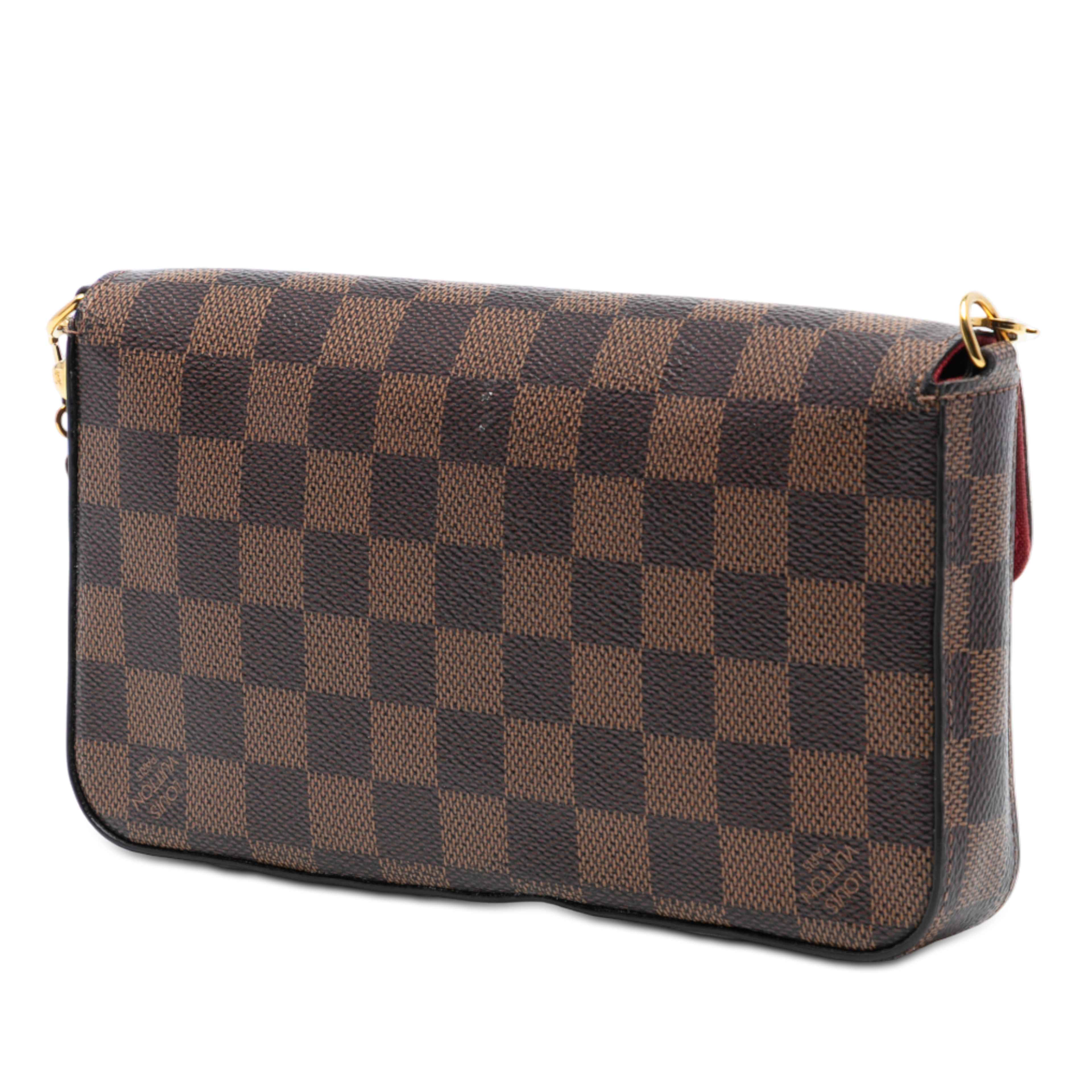 Louis Vuitton Damier Ebene Pochette Felicie, från Luxclusif, i färgen brown. Klicka för att öppna bilden i stort format