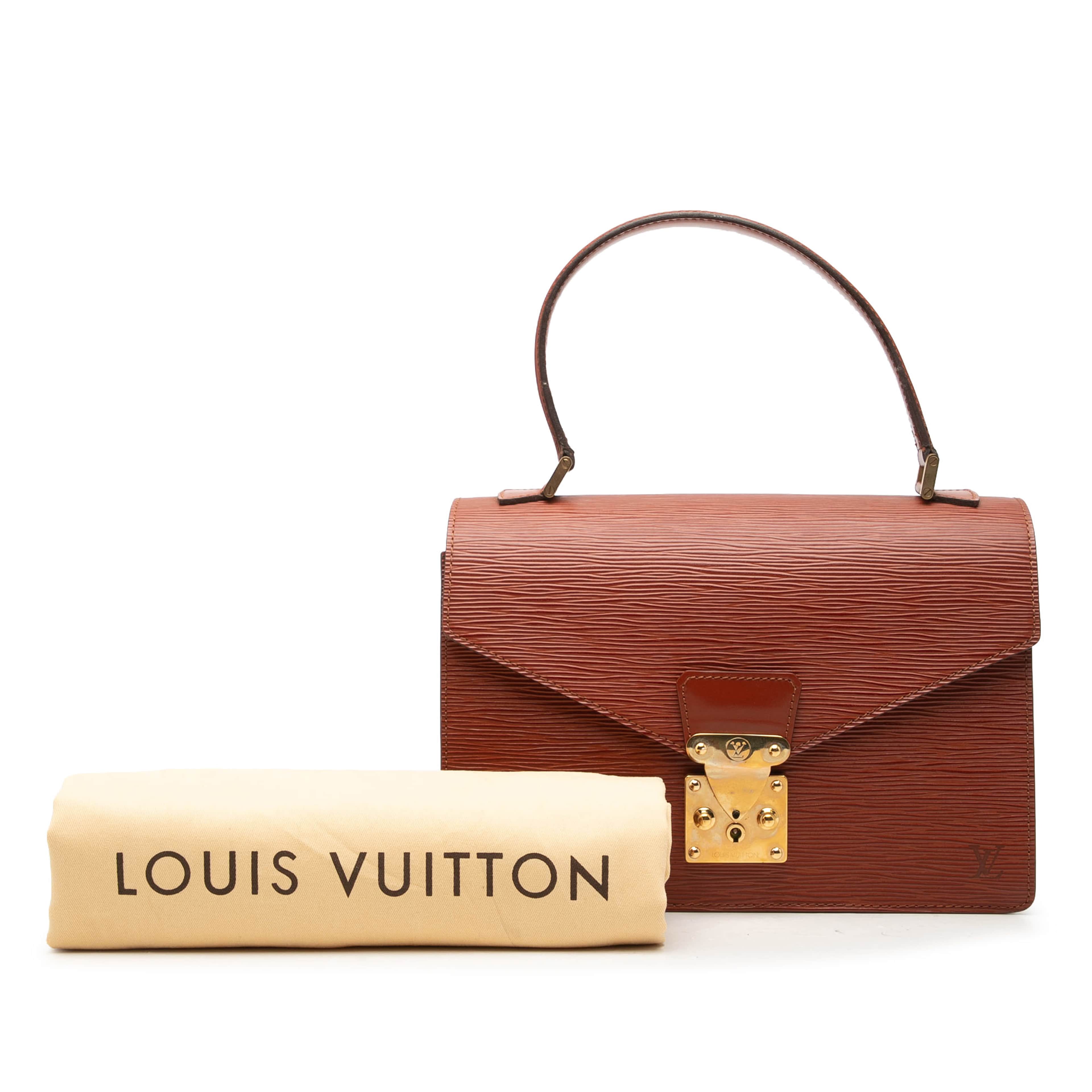 Louis Vuitton Epi Concorde Handbag, från Luxclusif, i färgen brun. Klicka för att öppna bilden i stort format