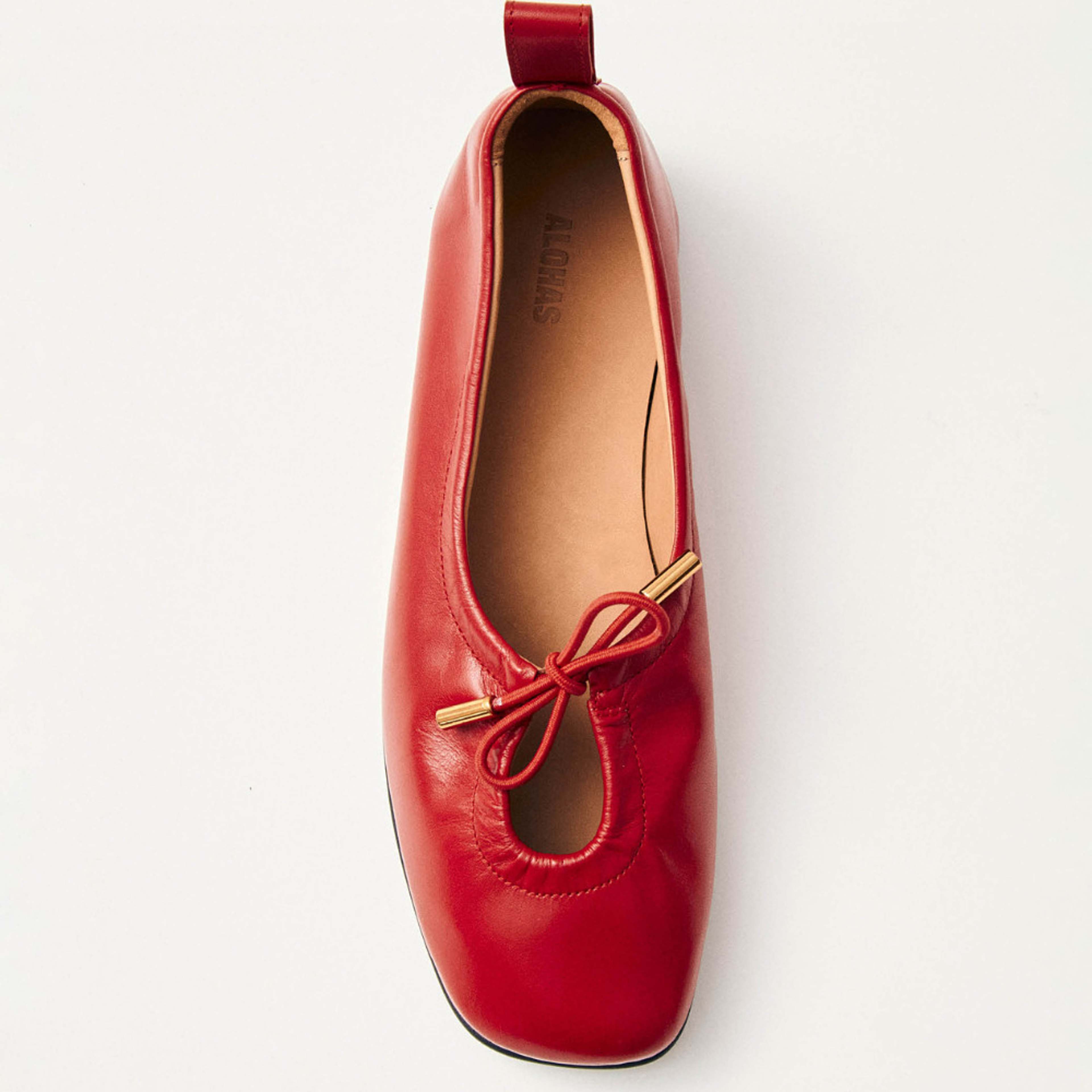 Rosalind Red Leather Ballet Flats