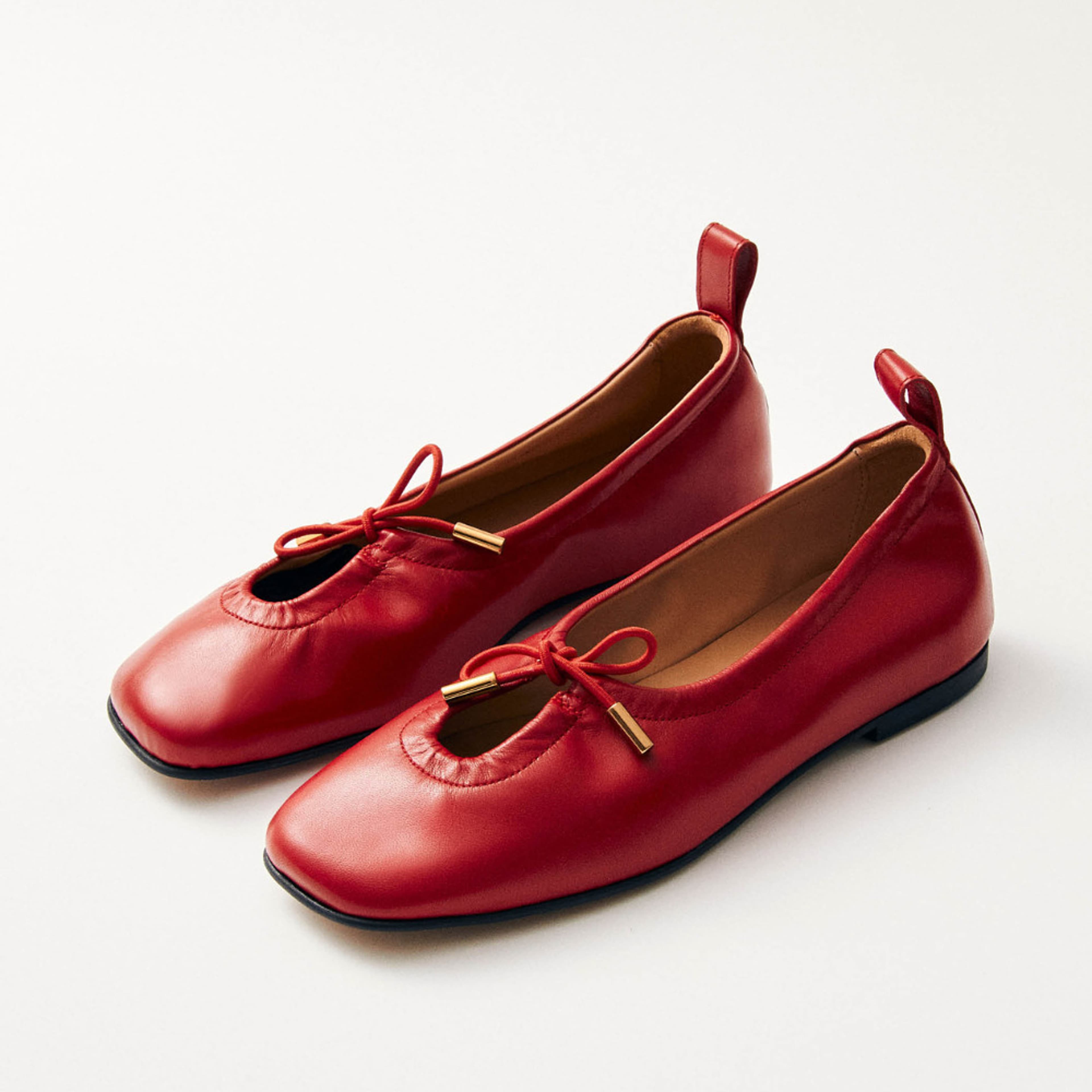 Rosalind Red Leather Ballet Flats
