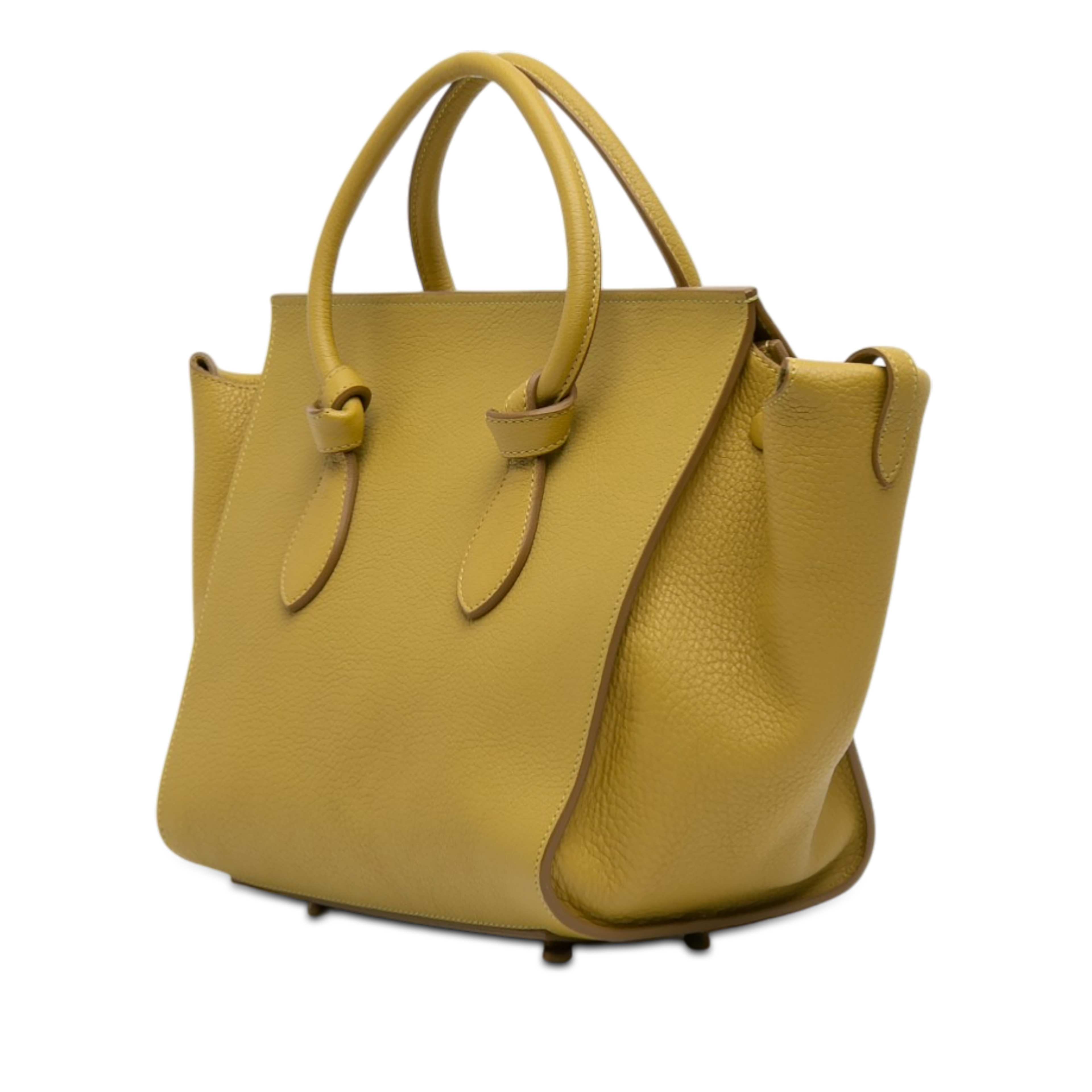 Celine Small Grained Calfskin Tie Knot Handbag, från Luxclusif, i färgen yellow. Klicka för att öppna bilden i stort format