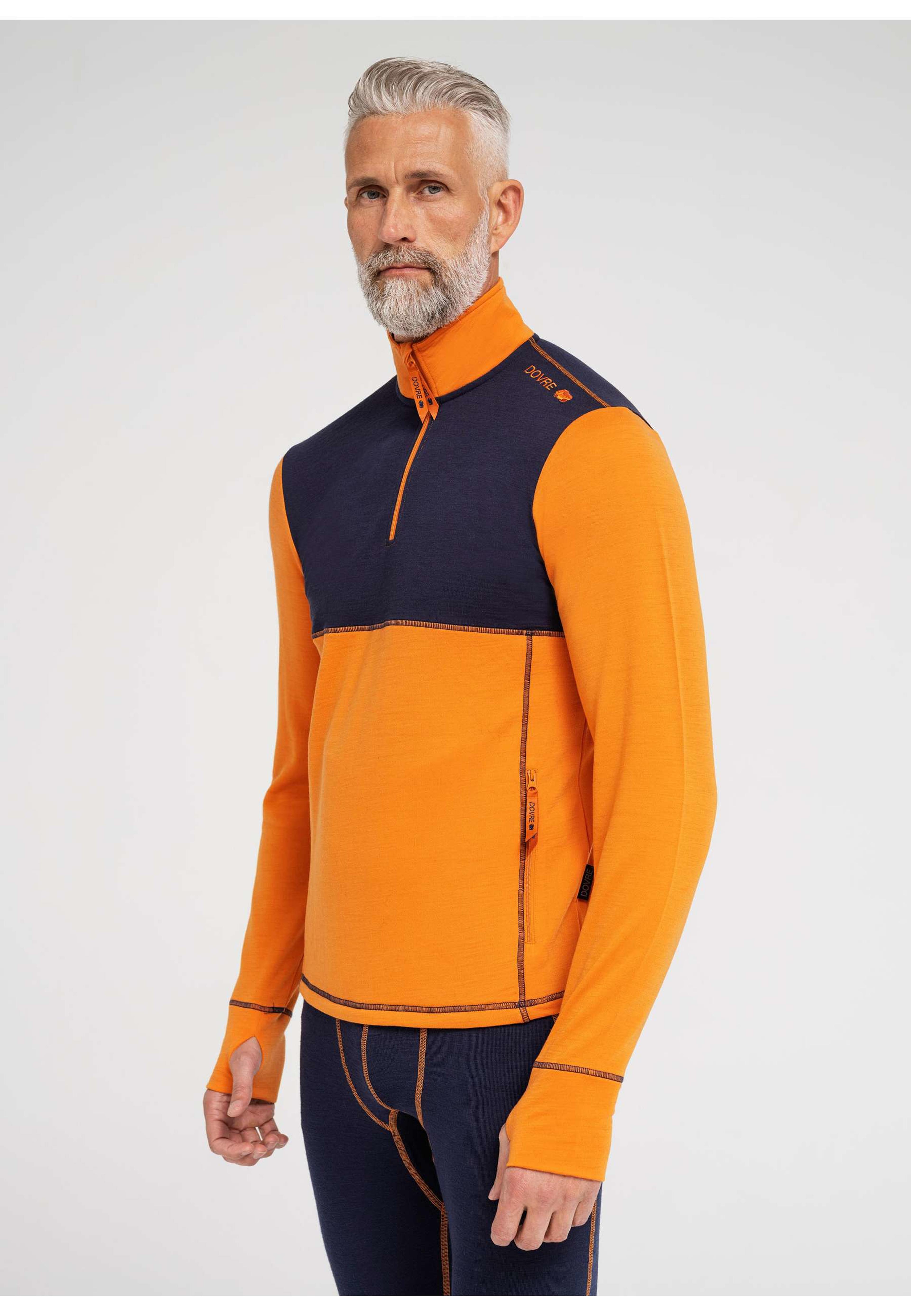 Midlayer Undertröja | 100% Merinoull | Svart/grå