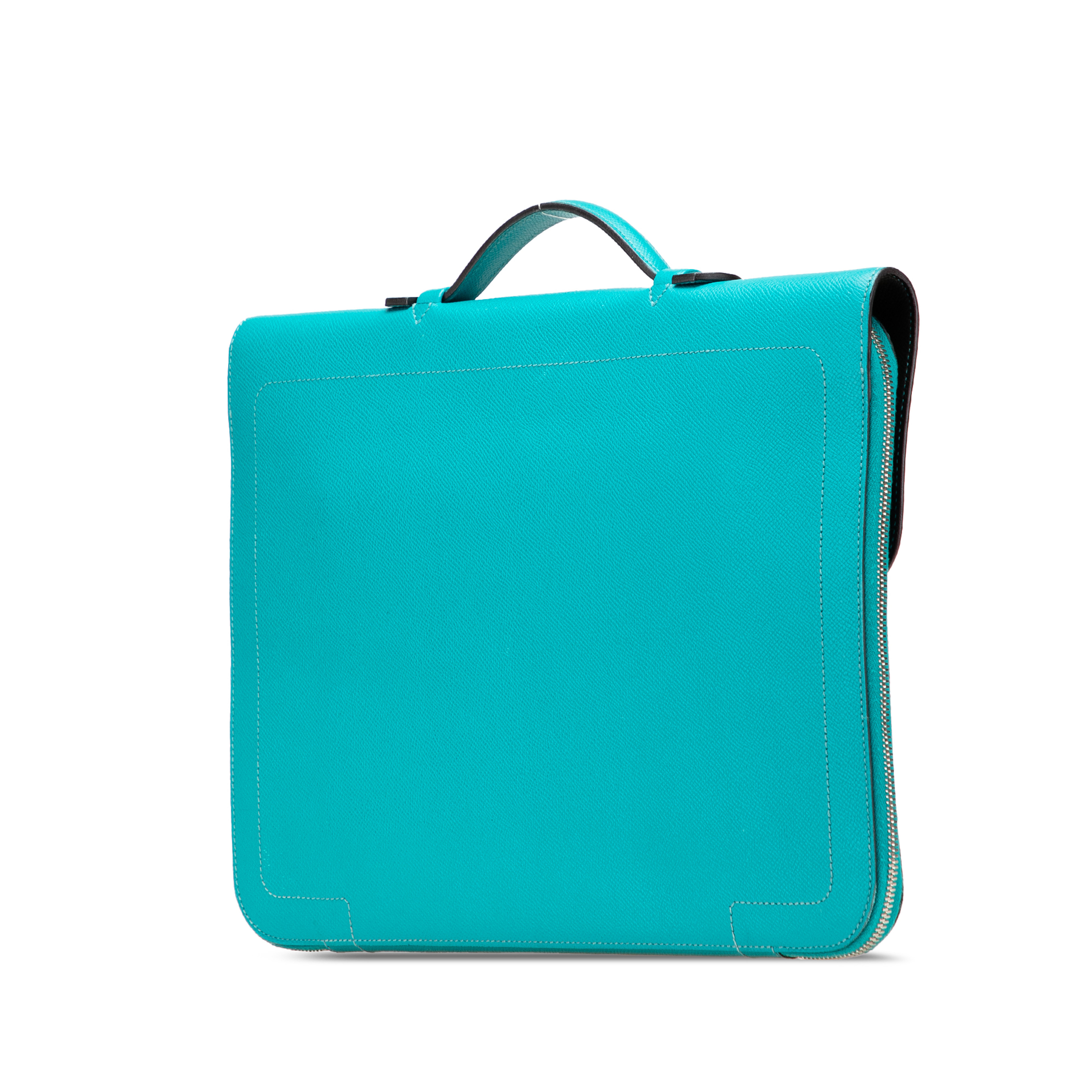 Hermès Epsom Serviette 57 Briefcase, från Luxclusif, i färgen aqua. Klicka för att öppna bilden i stort format