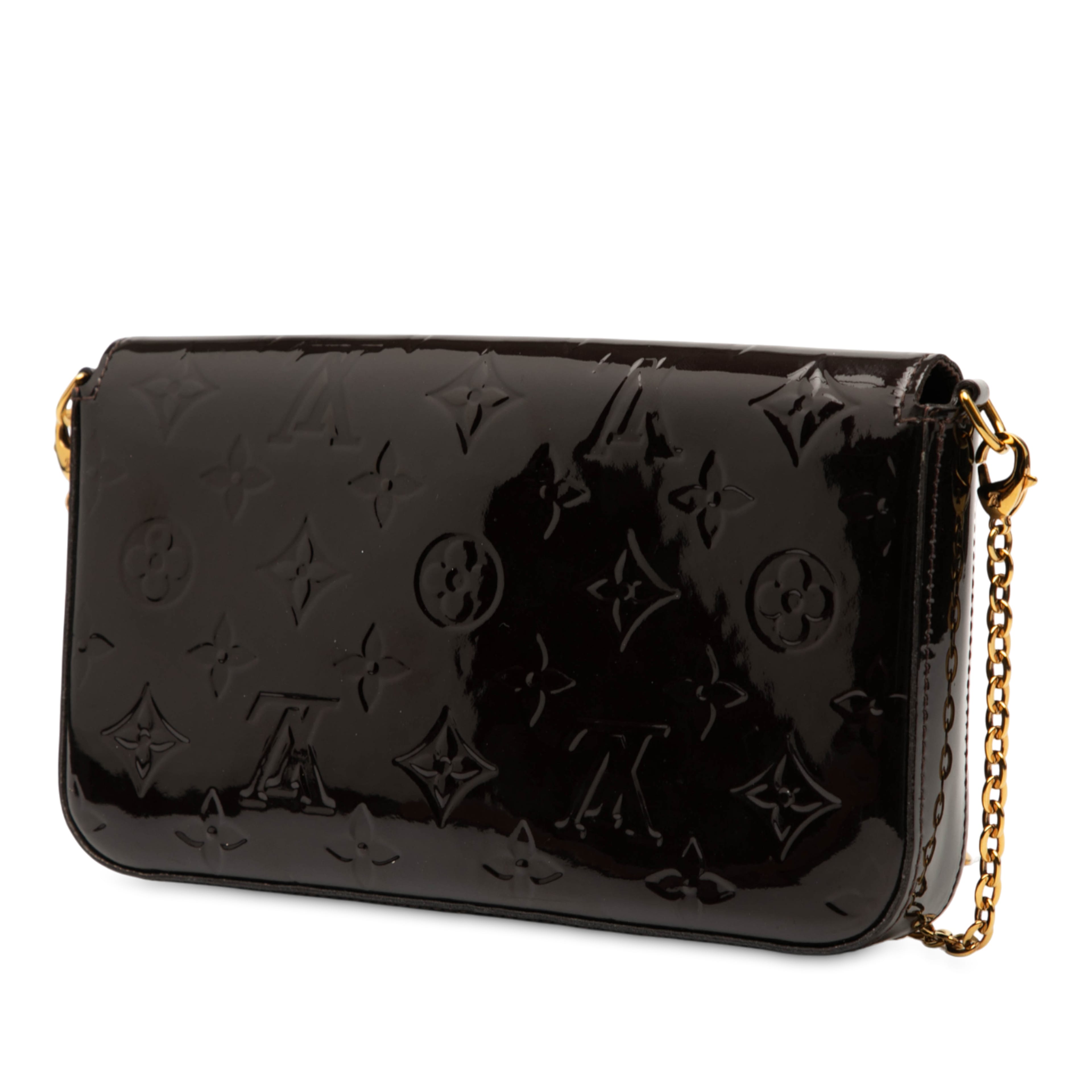 Louis Vuitton Monogram Vernis Pochette Felicie, från Luxclusif, i färgen purpur. Klicka för att öppna bilden i stort format