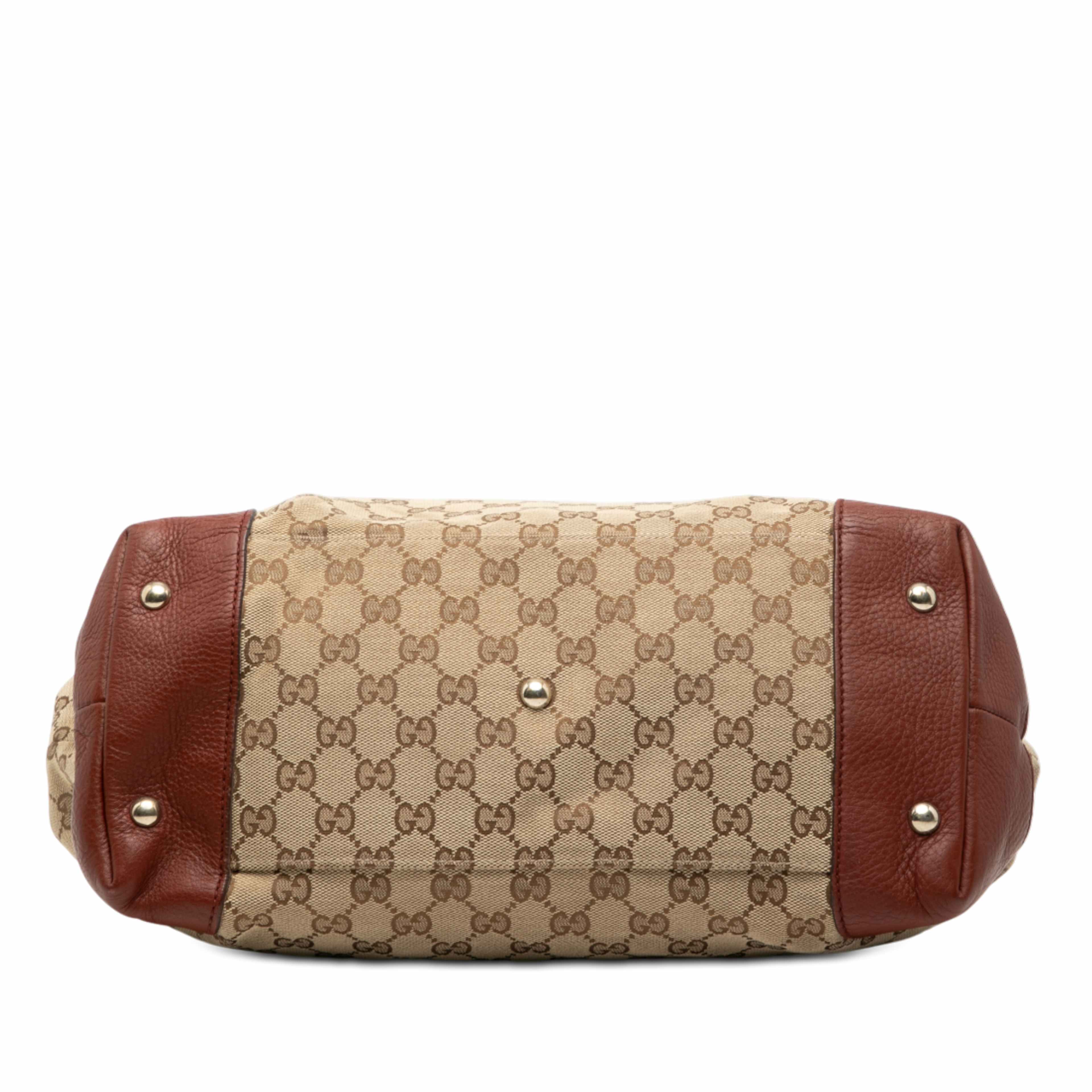 Gucci Gg Canvas Web Dressage Tote, från Luxclusif, i färgen beige. Klicka för att öppna bilden i stort format