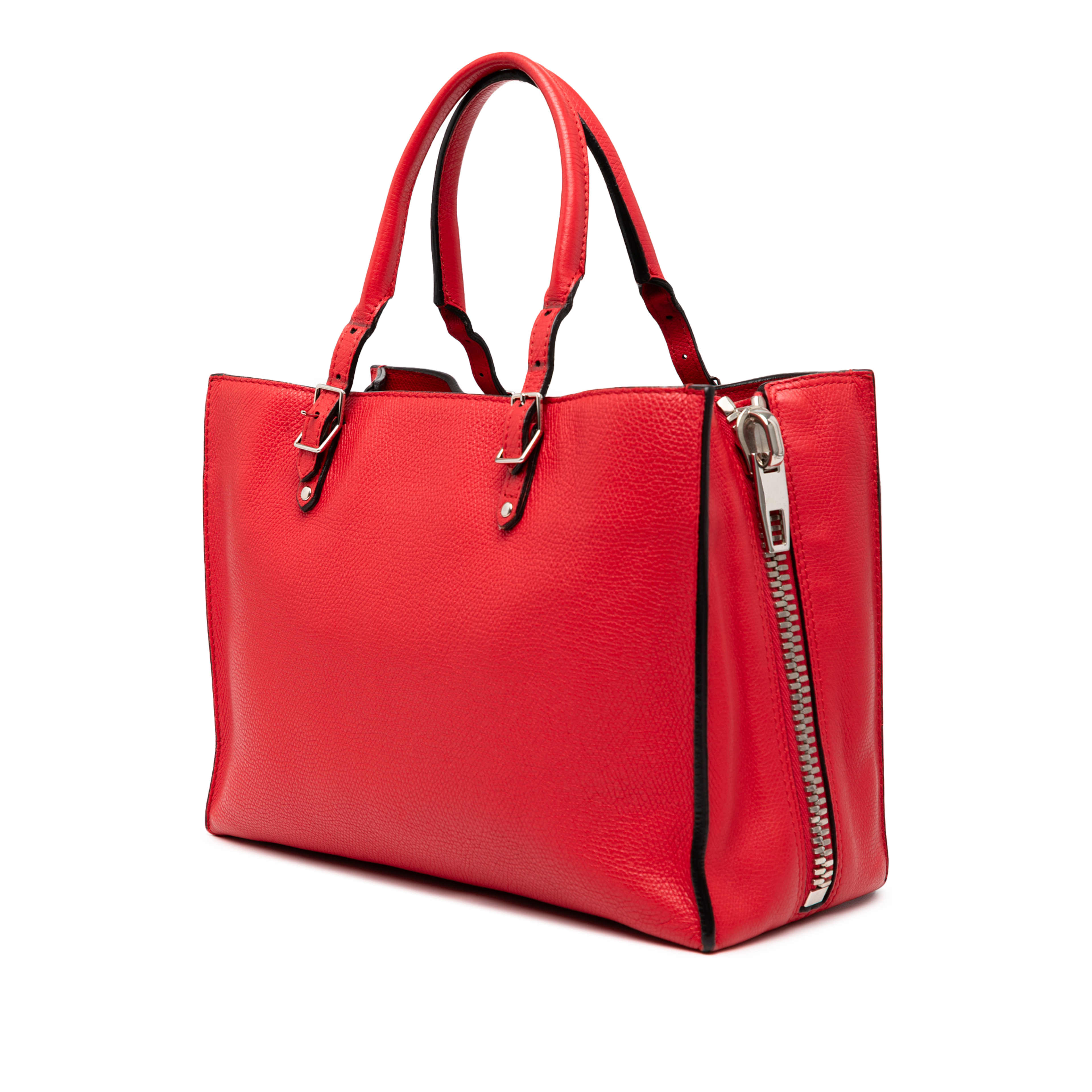 Balenciaga Grained Calfskin Papier A6 Zip Around Tote, från Luxclusif, i färgen red. Klicka för att öppna bilden i stort format