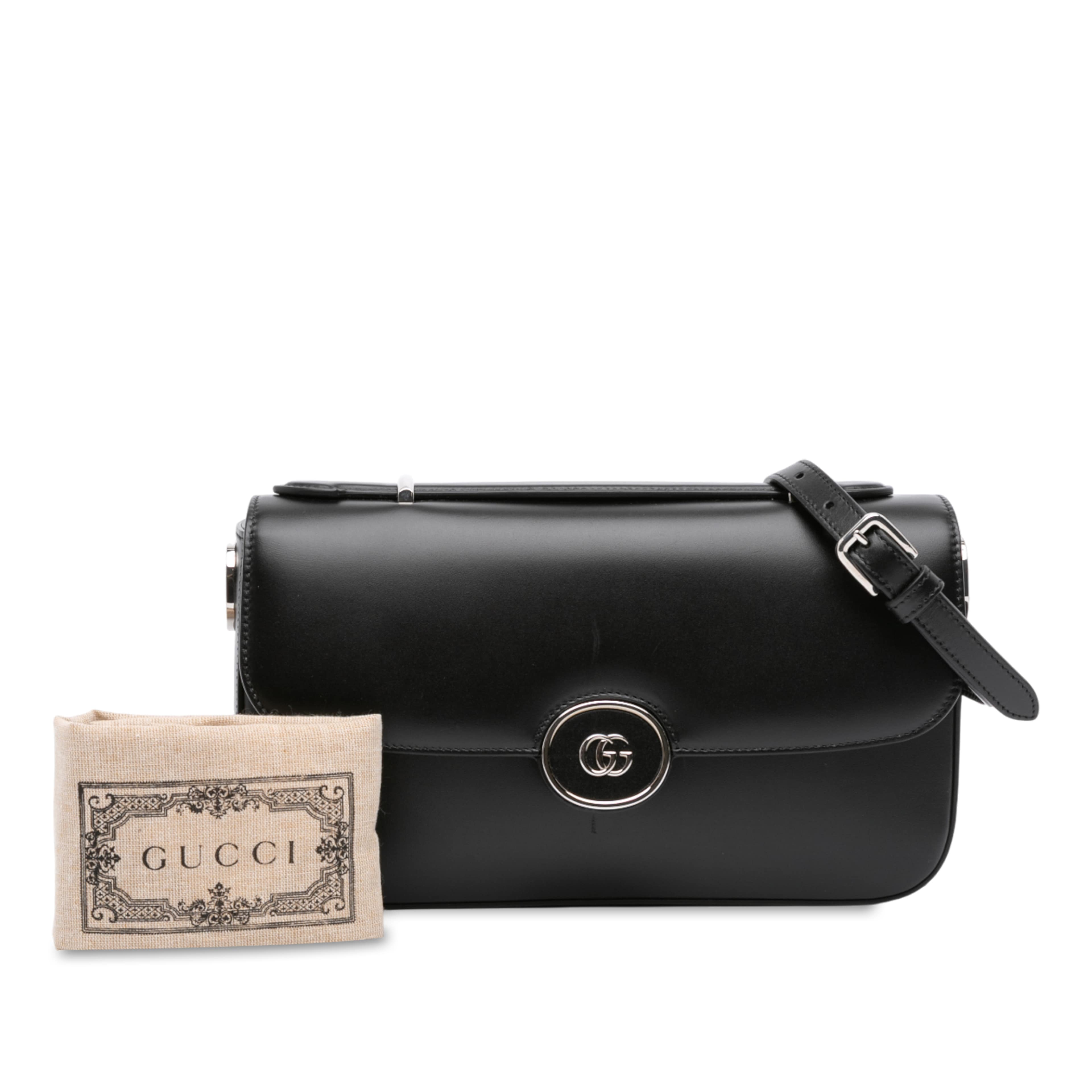 Gucci Small Leather Petite Gg Satchel, från Luxclusif, i färgen svart. Klicka för att öppna bilden i stort format