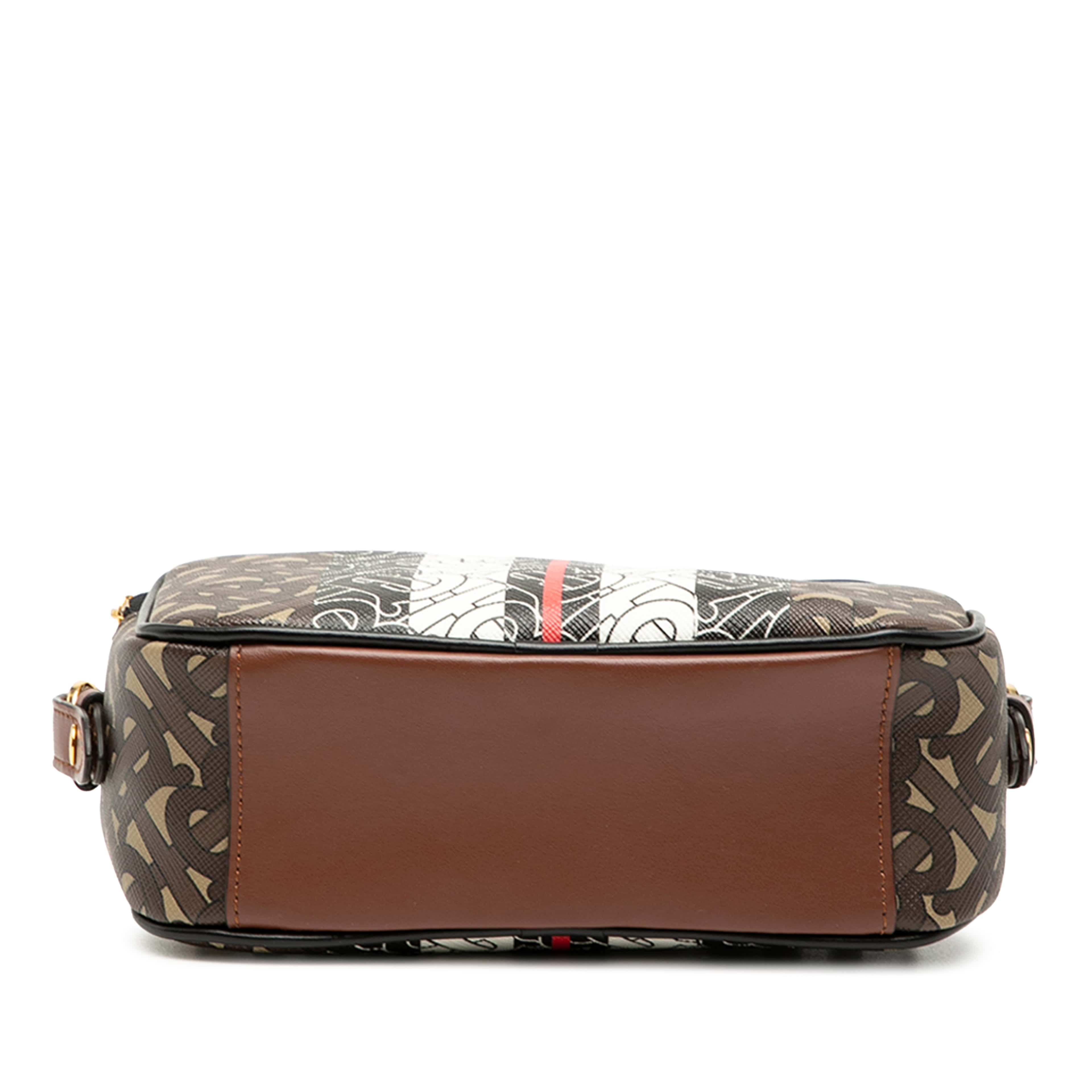 Burberry Tb Monogram E-canvas Stripe Camera Bag, från Luxclusif, i färgen brun. Klicka för att öppna bilden i stort format