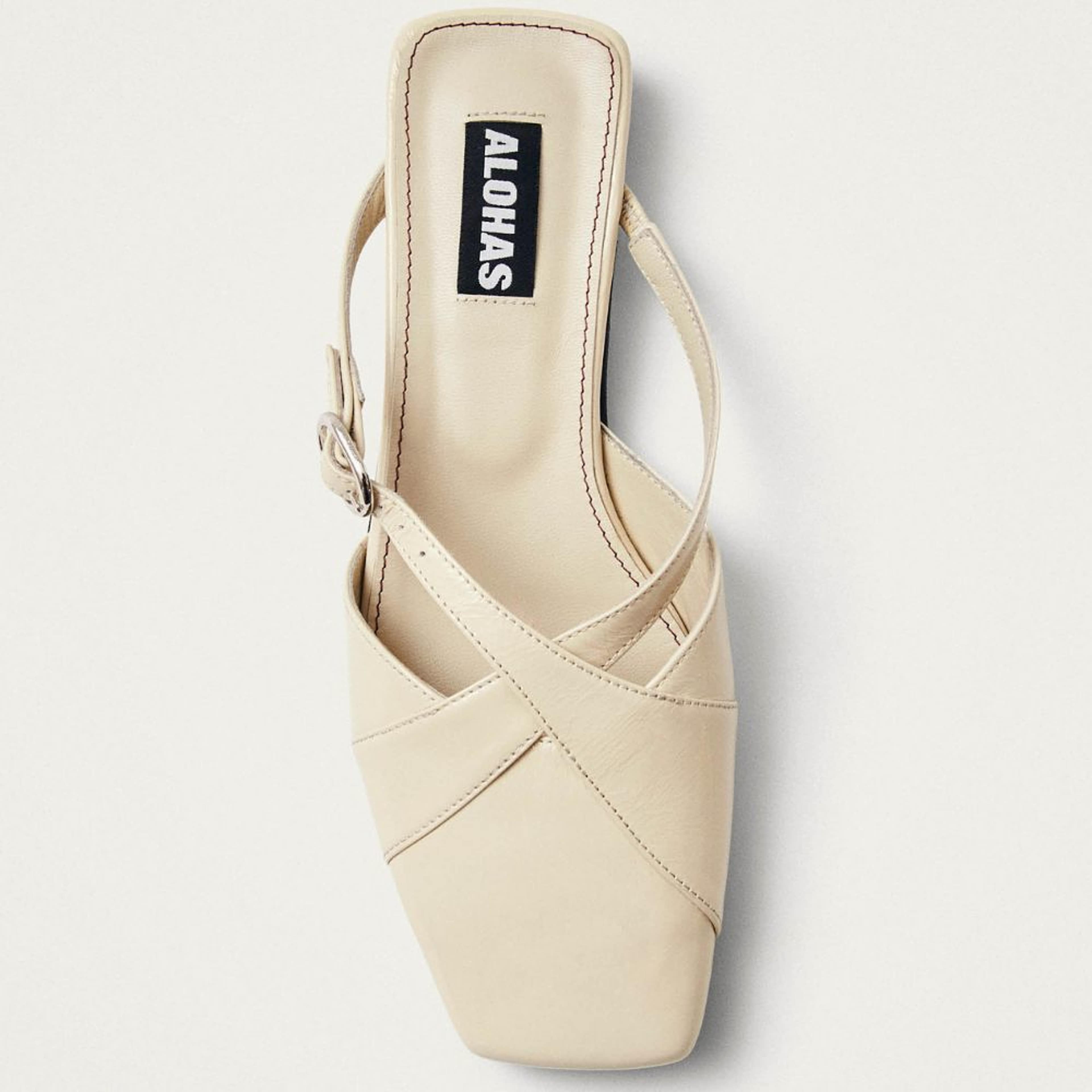 Adria Onix Cream Leather Mules