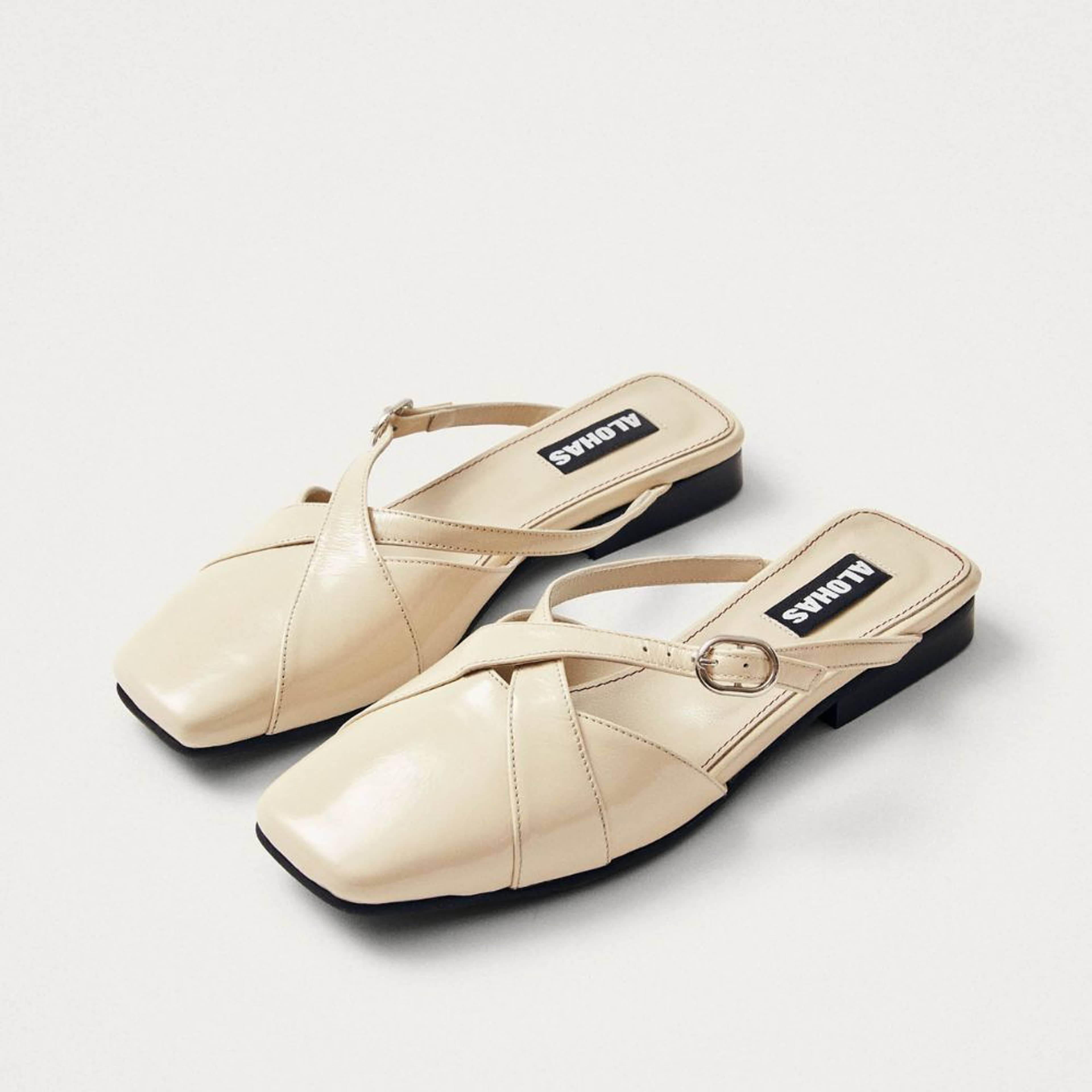 Adria Onix Cream Leather Mules