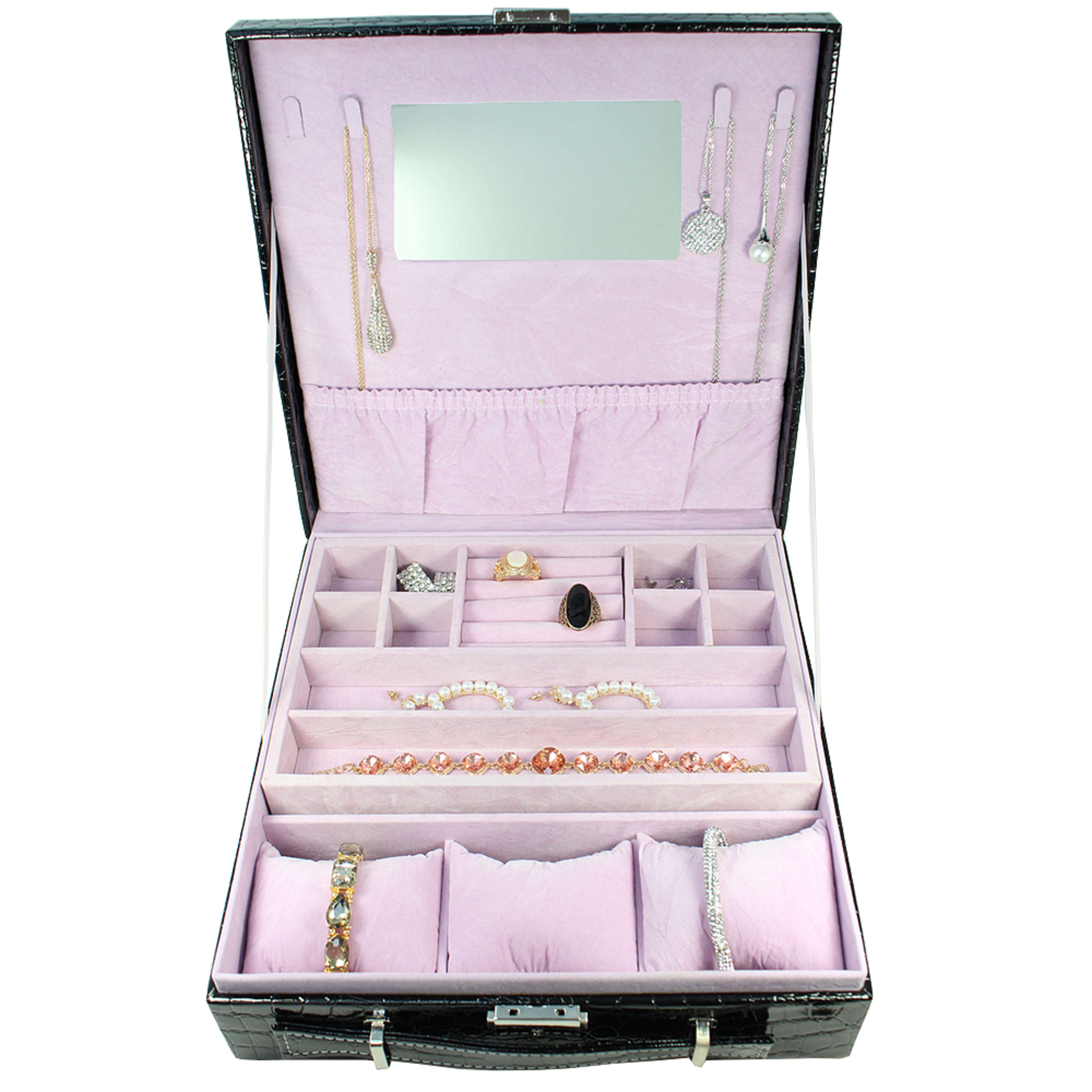 Smyckeskrin Crocopräglat Skinn, från Complement, i färgen black. Klicka för att öppna bilden i stort format