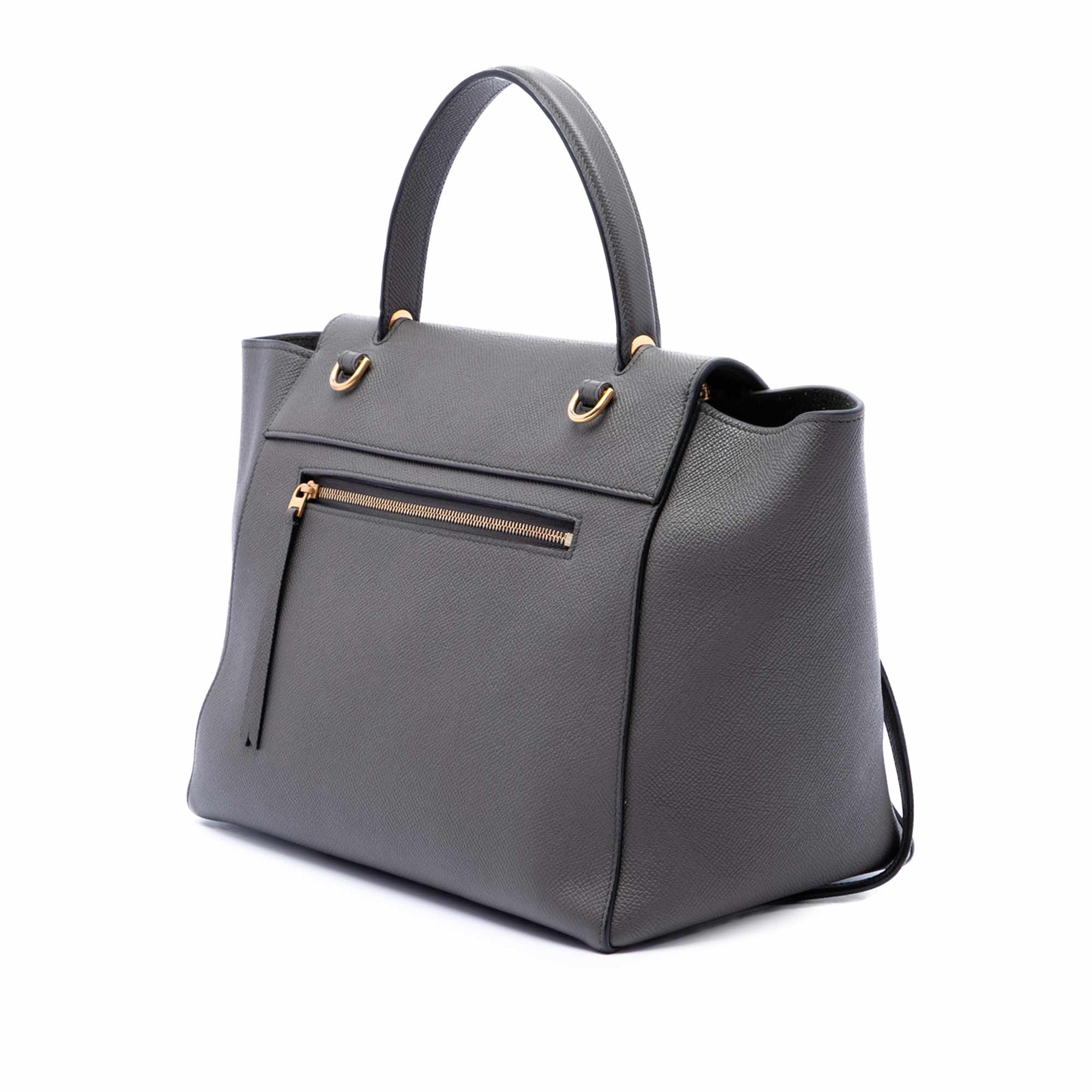 Celine Mini Leather Belt Bag Satchel, från Luxclusif, i färgen grå. Klicka för att öppna bilden i stort format