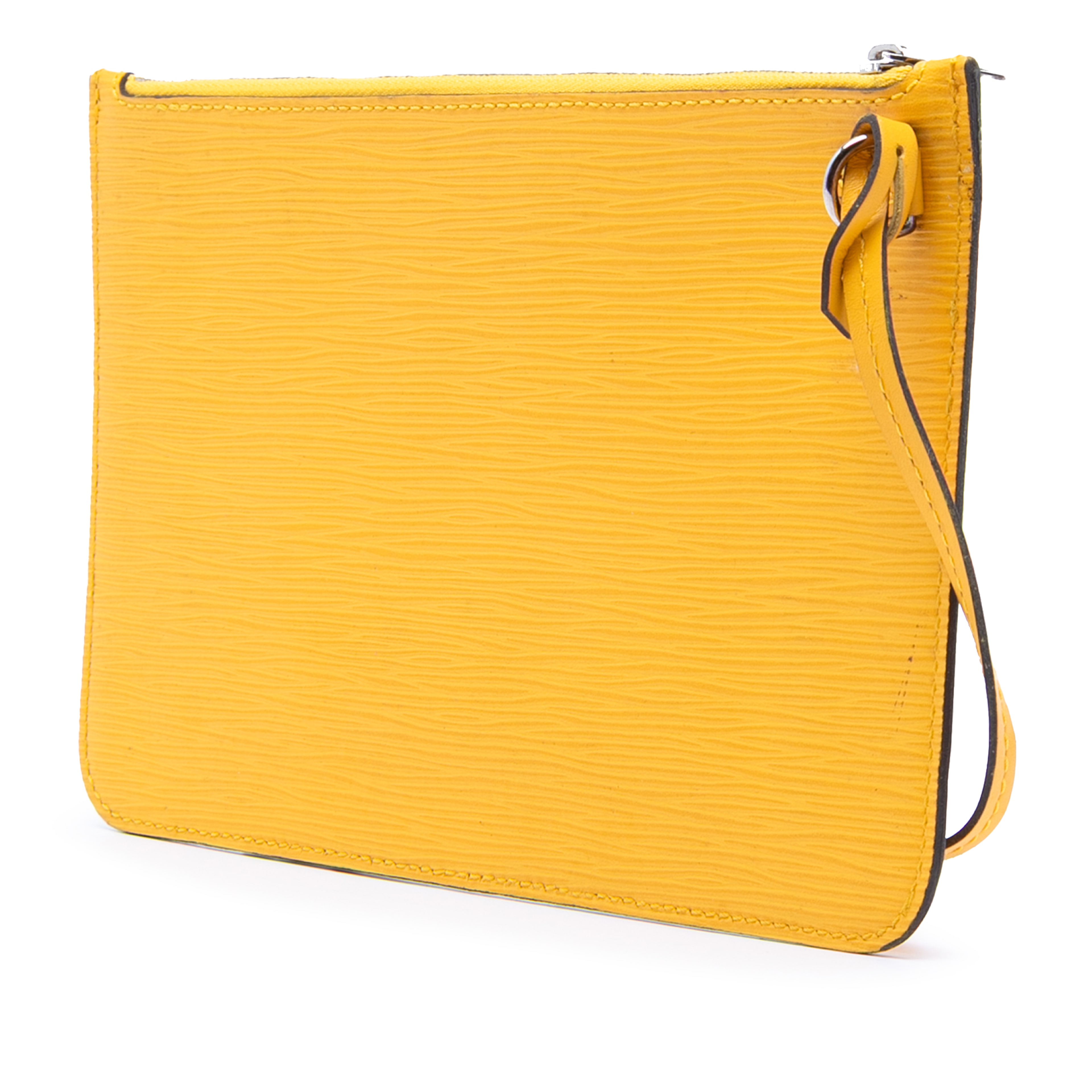 Louis Vuitton Epi Neverfull Pouch, från Luxclusif, i färgen yellow. Klicka för att öppna bilden i stort format