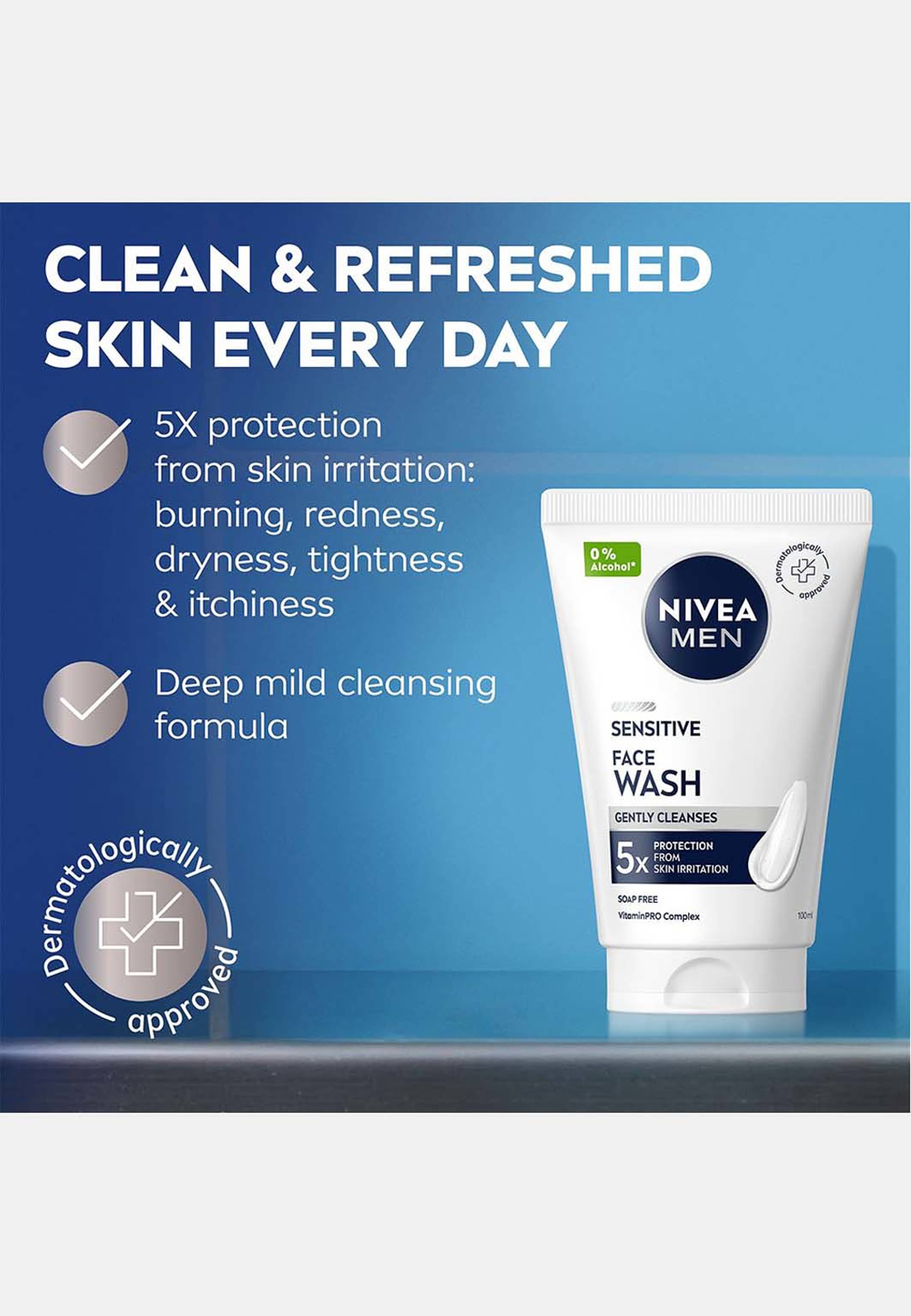 Ansiktsrengöring Sensitive Face Wash 100 ml NIVEA MEN, från NIVEA. Klicka för att öppna bilden i stort format