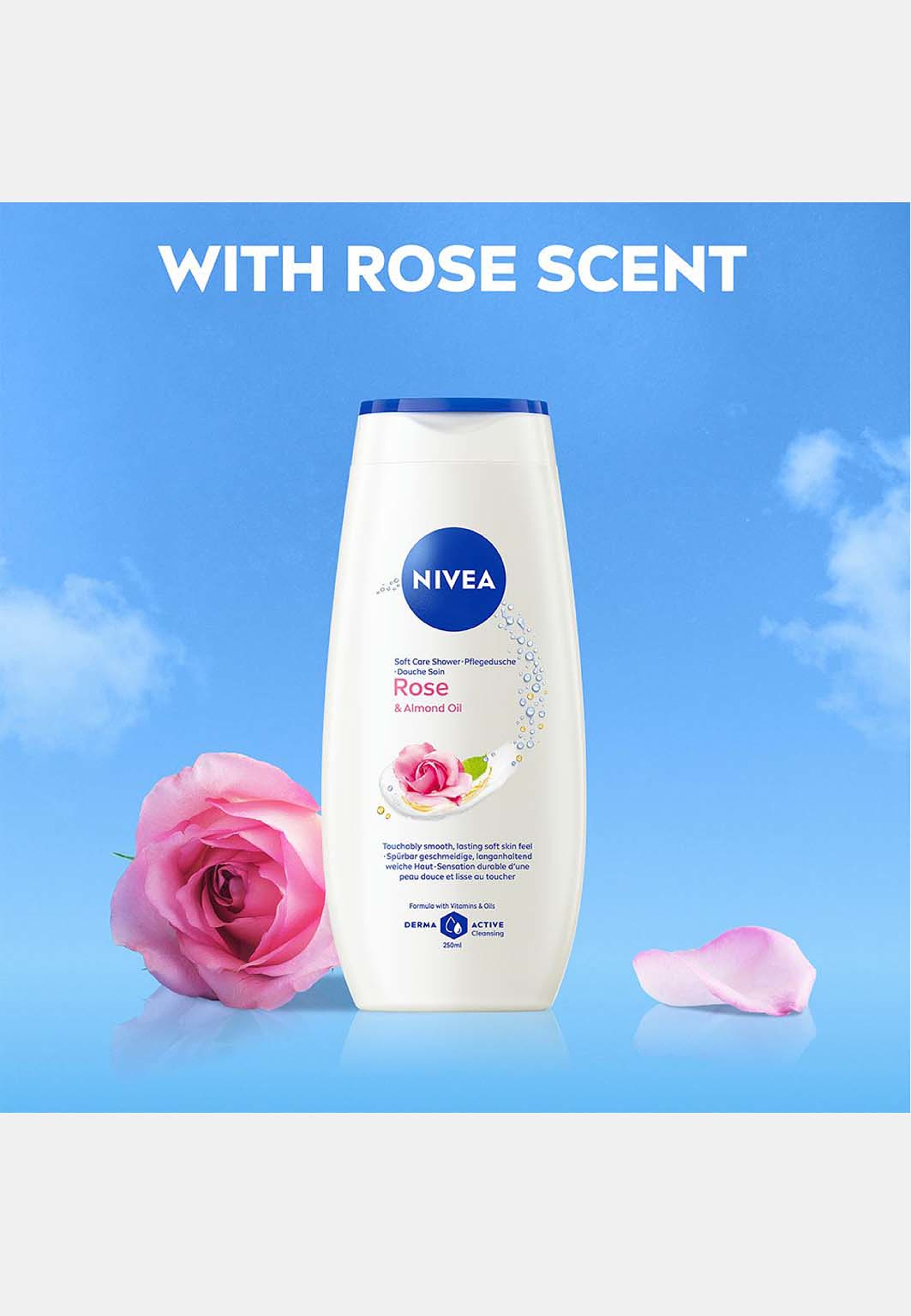 Duschtvål Rose & Almond Oil Shower, från NIVEA. Klicka för att öppna bilden i stort format