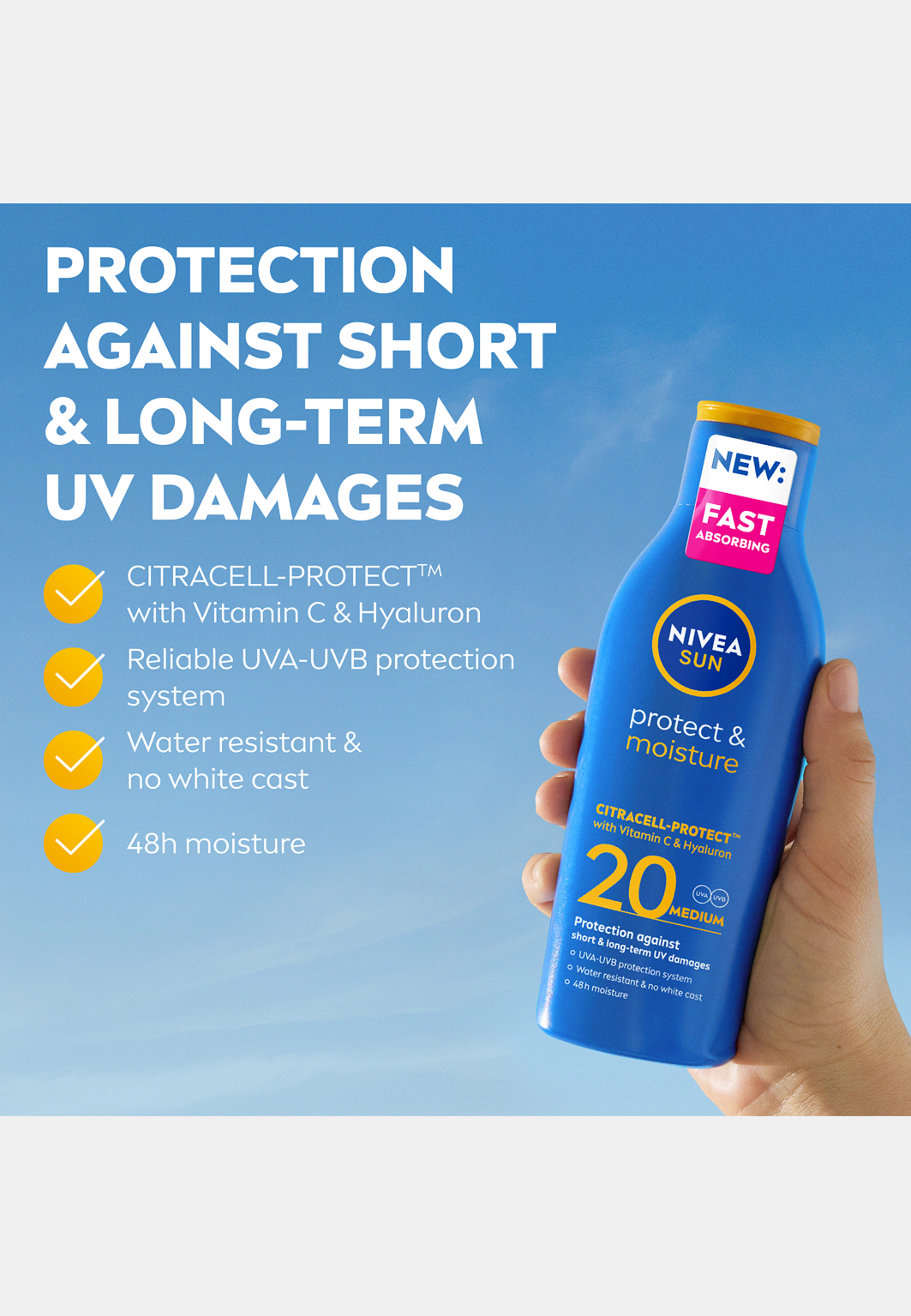 Solkräm Protect & Moisture Sun Lotion SPF20 200 ml NIVEA SUN