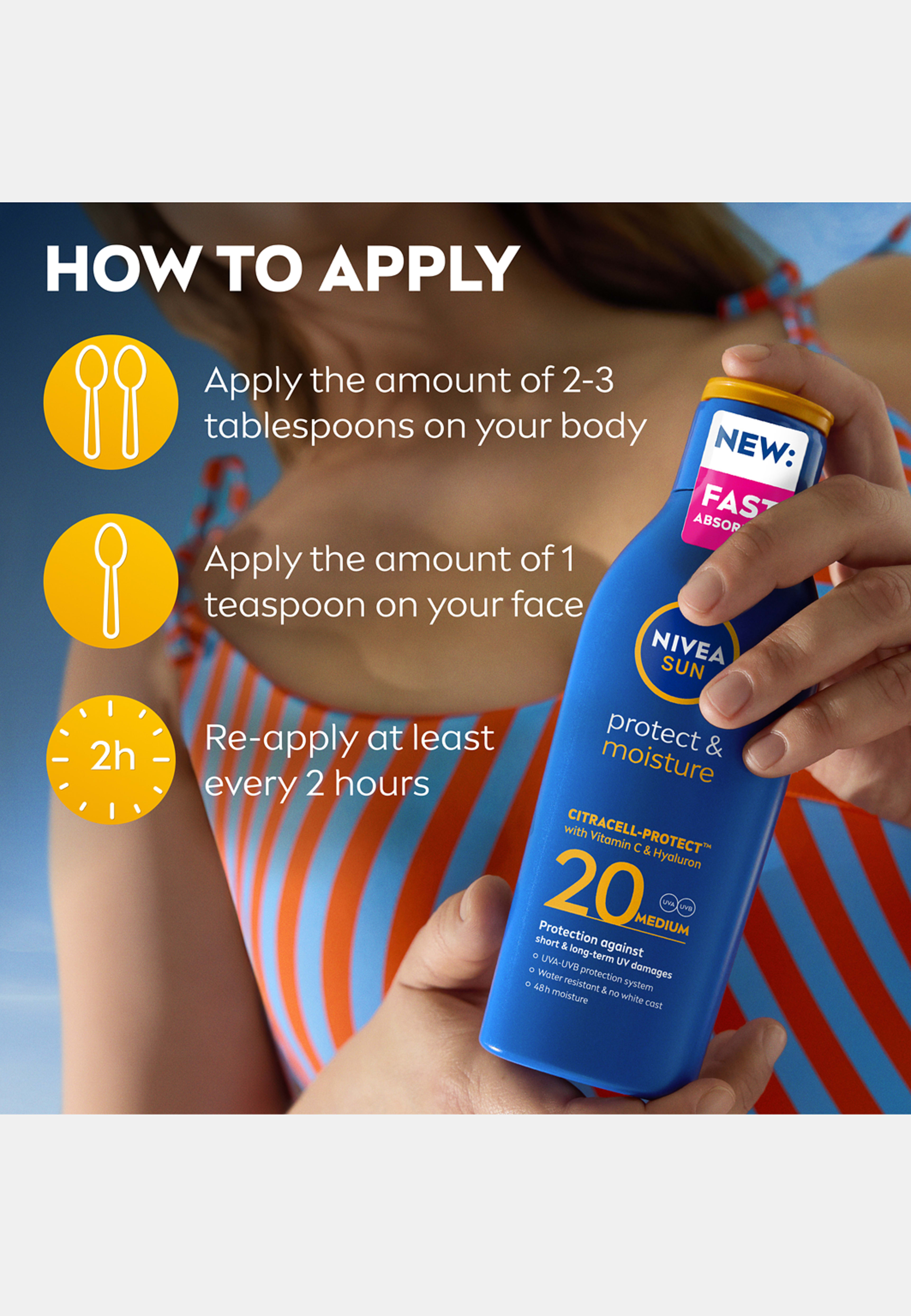 Solkräm Protect & Moisture Sun Lotion SPF20 200 ml NIVEA SUN