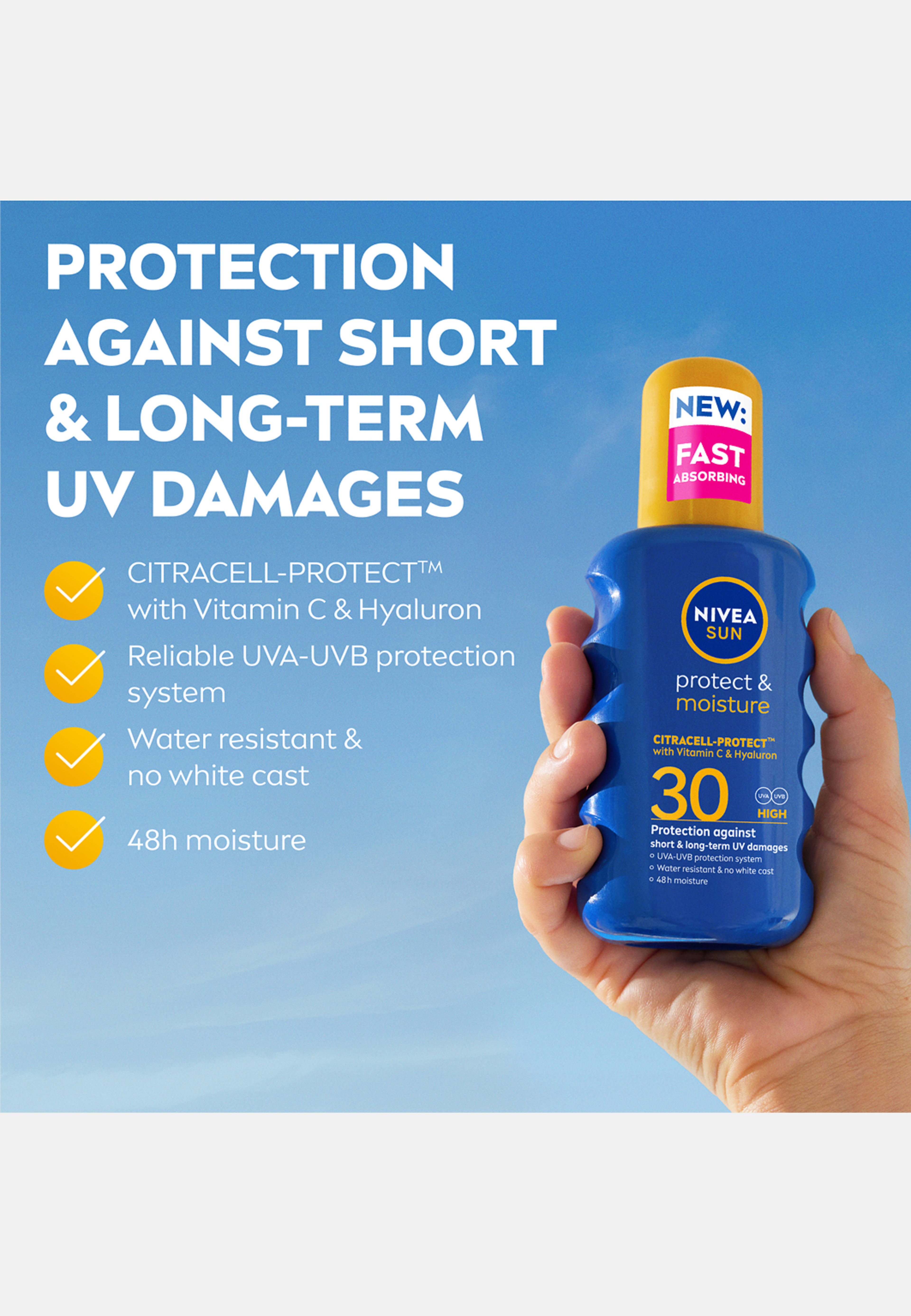 Solskydd spray Protect & Moisture Sun Spray SPF30 200 ml NIVEA SUN